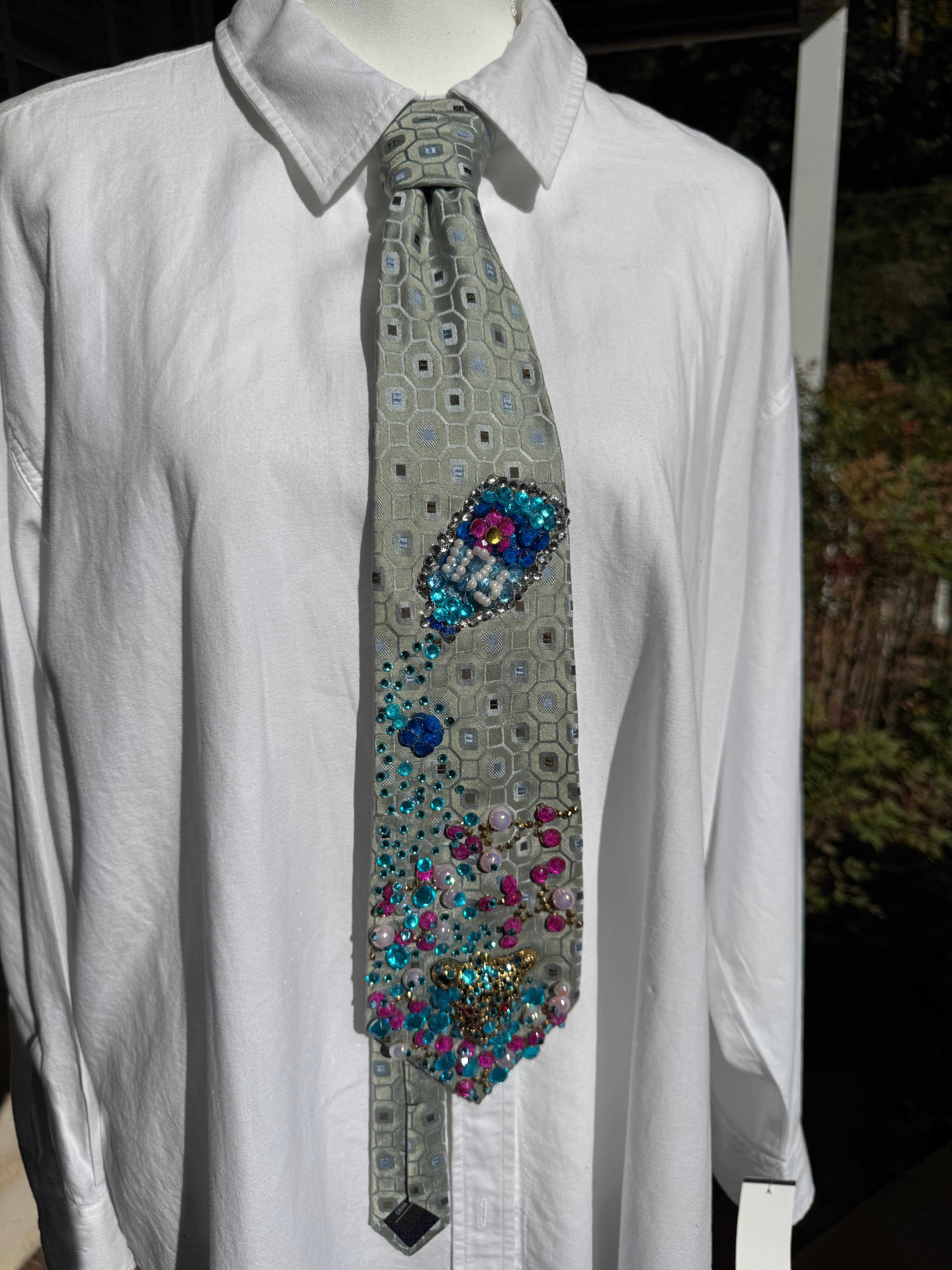Light Blue Fiji Water Over Jaguar Exotic Royalty Tie