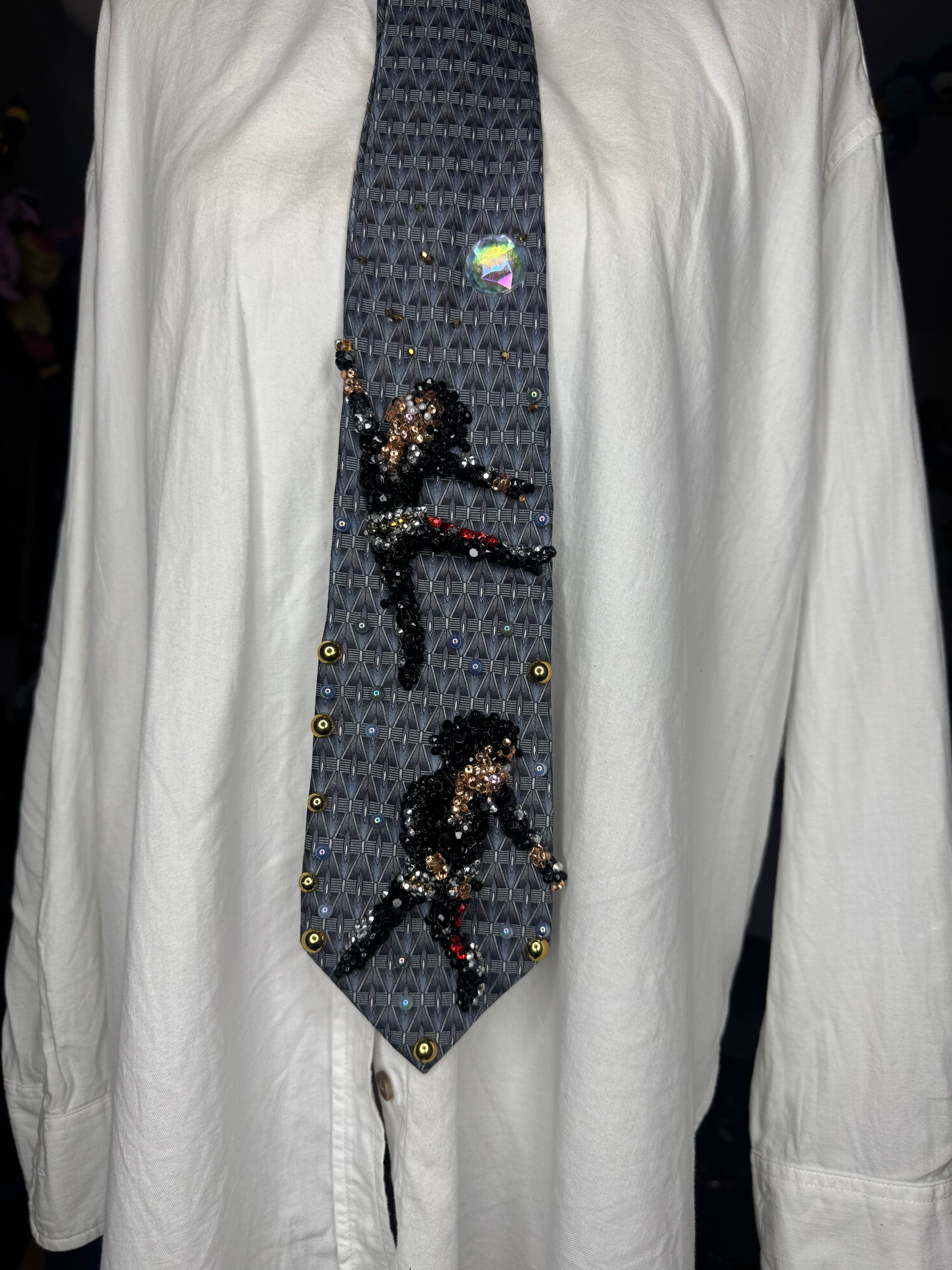 Cyan Blue Michael Jackson Star Jump Double Dance Scene From Bad Short Film Tie