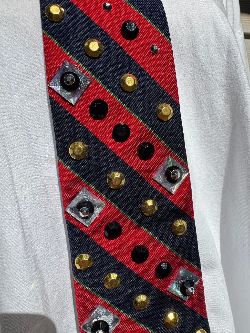 Navy Blue and Red Striped Nautical Royalty Tie