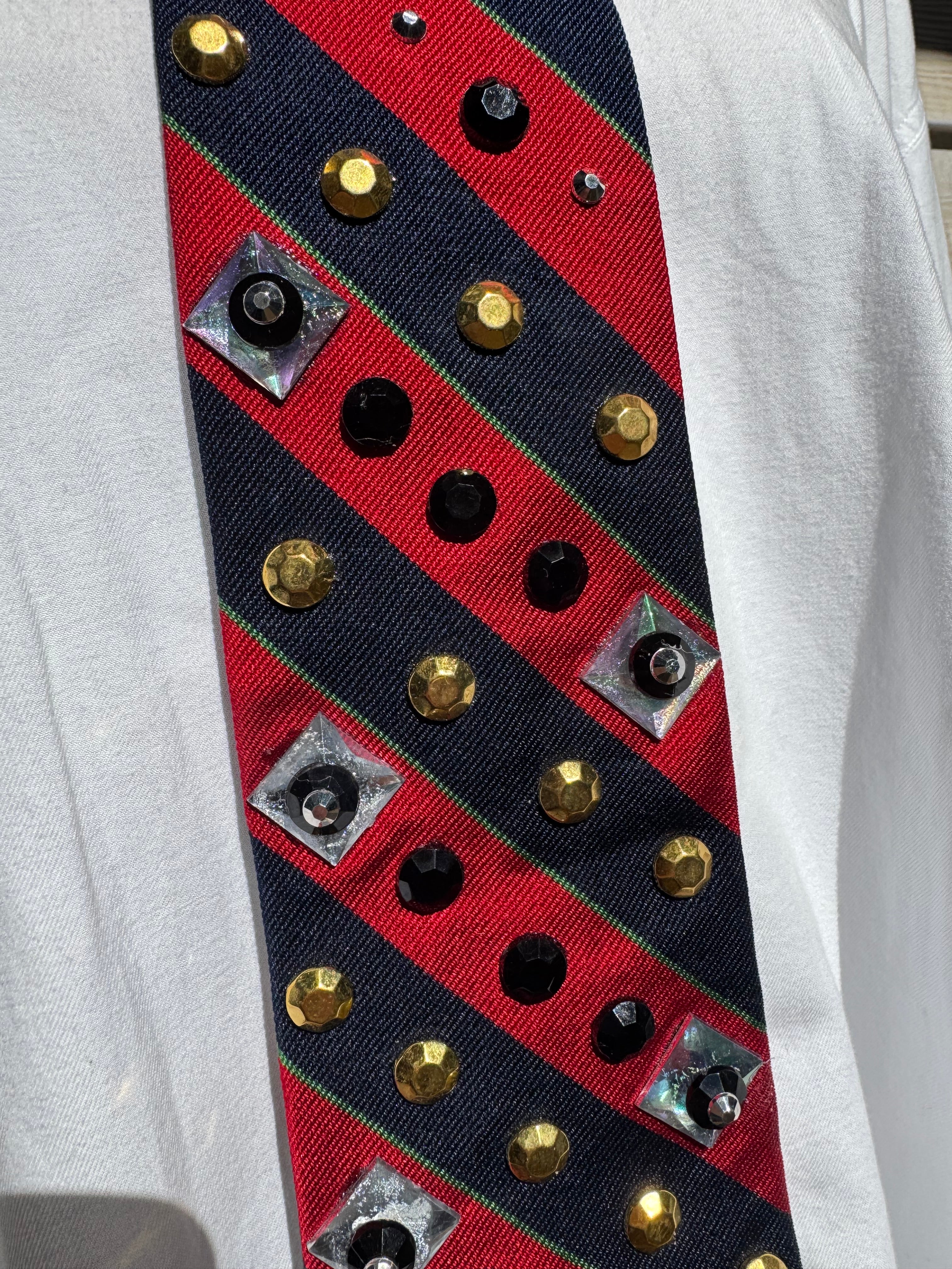 Navy Blue and Red Striped Nautical Royalty Tie