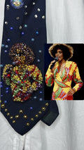 Navy Blue Whitney Houston in Royal Red Colorful Floral Blazer Dress Performing Live Tie