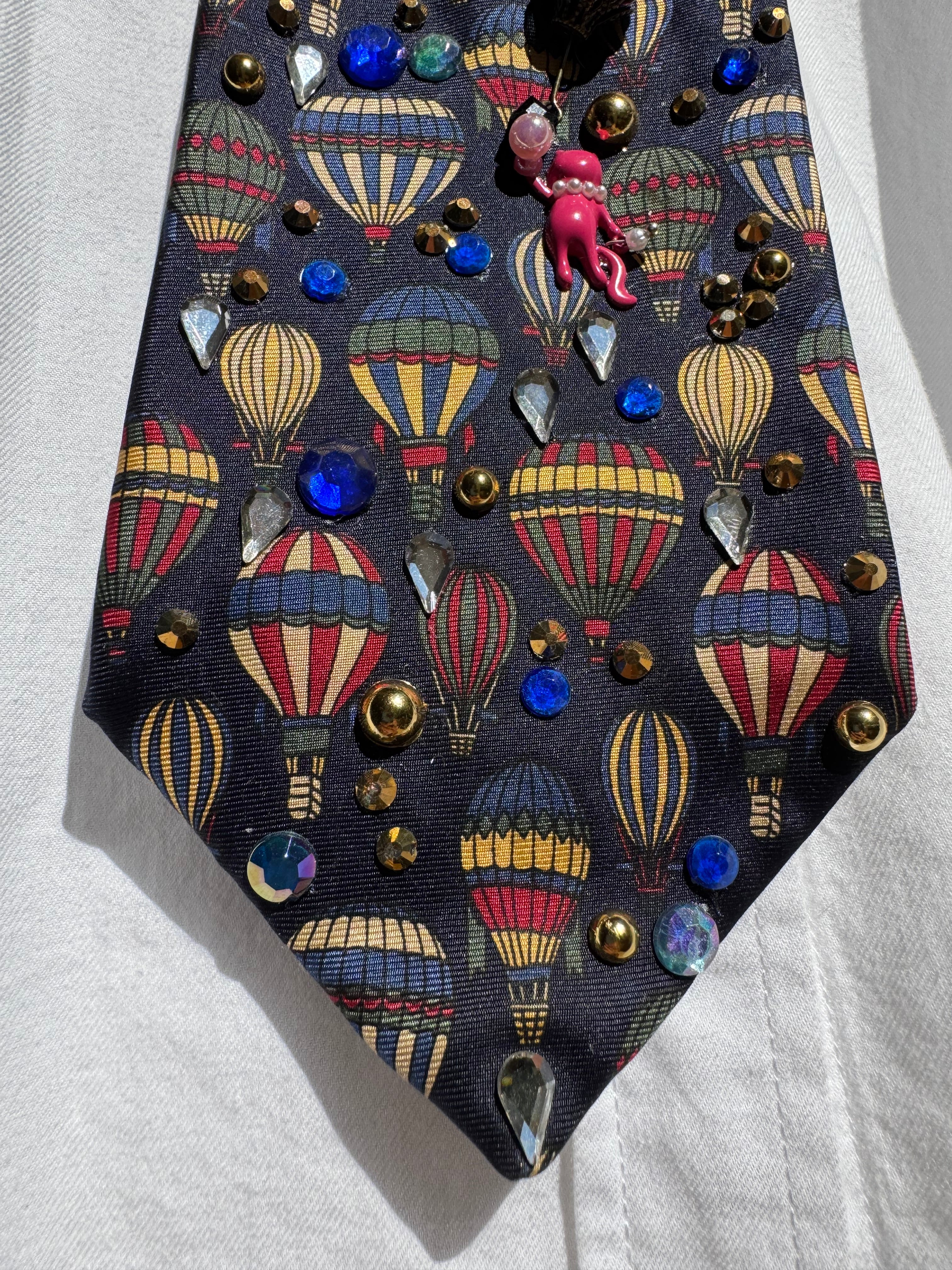 Navy Blue Hot Air Balloons Nautical Royalty Tie