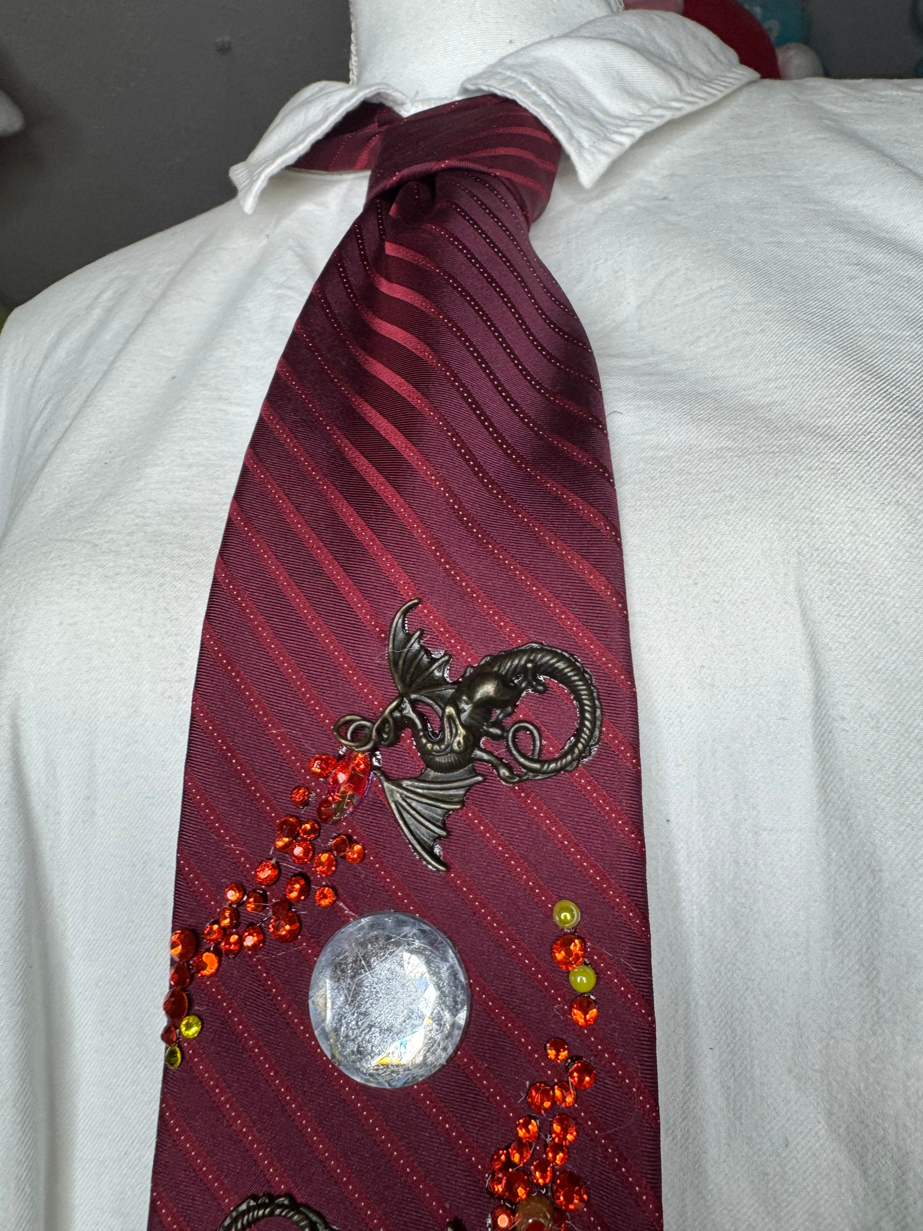 Red Dragons and Hidden Treasure Royalty Tie