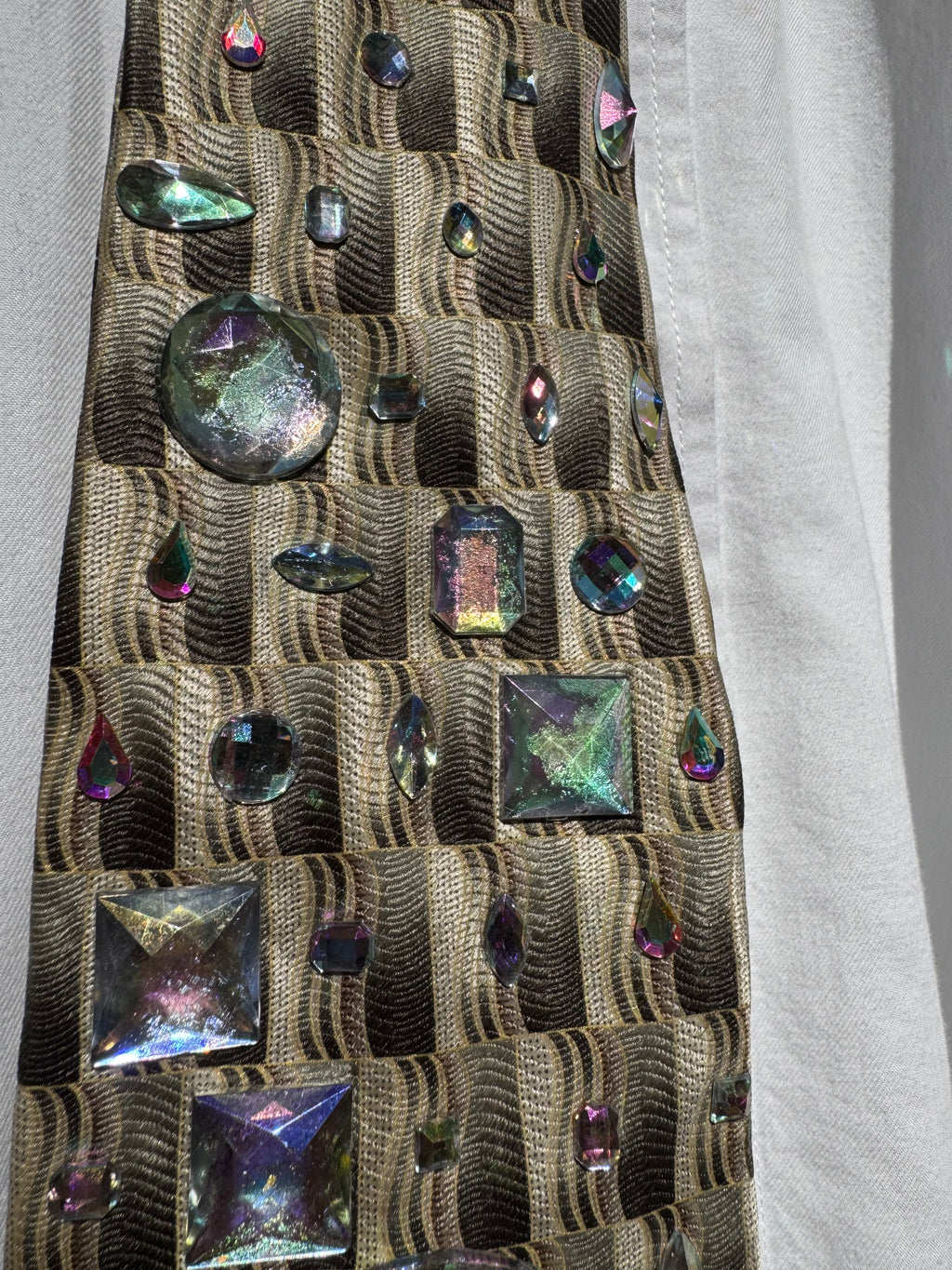 Beige Futuristic Iridescent Shapes Royalty Tie