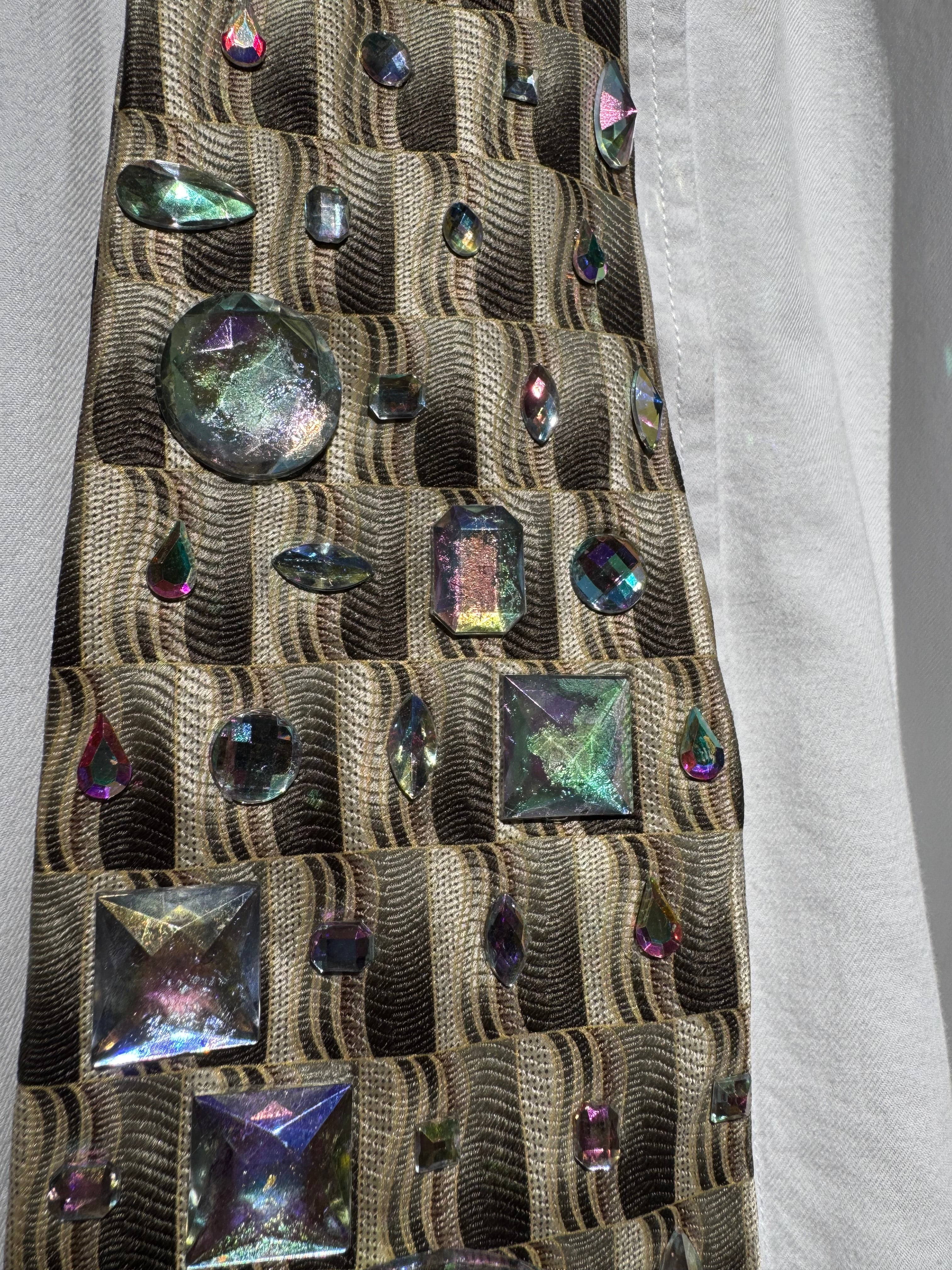 Beige Futuristic Iridescent Shapes Royalty Tie