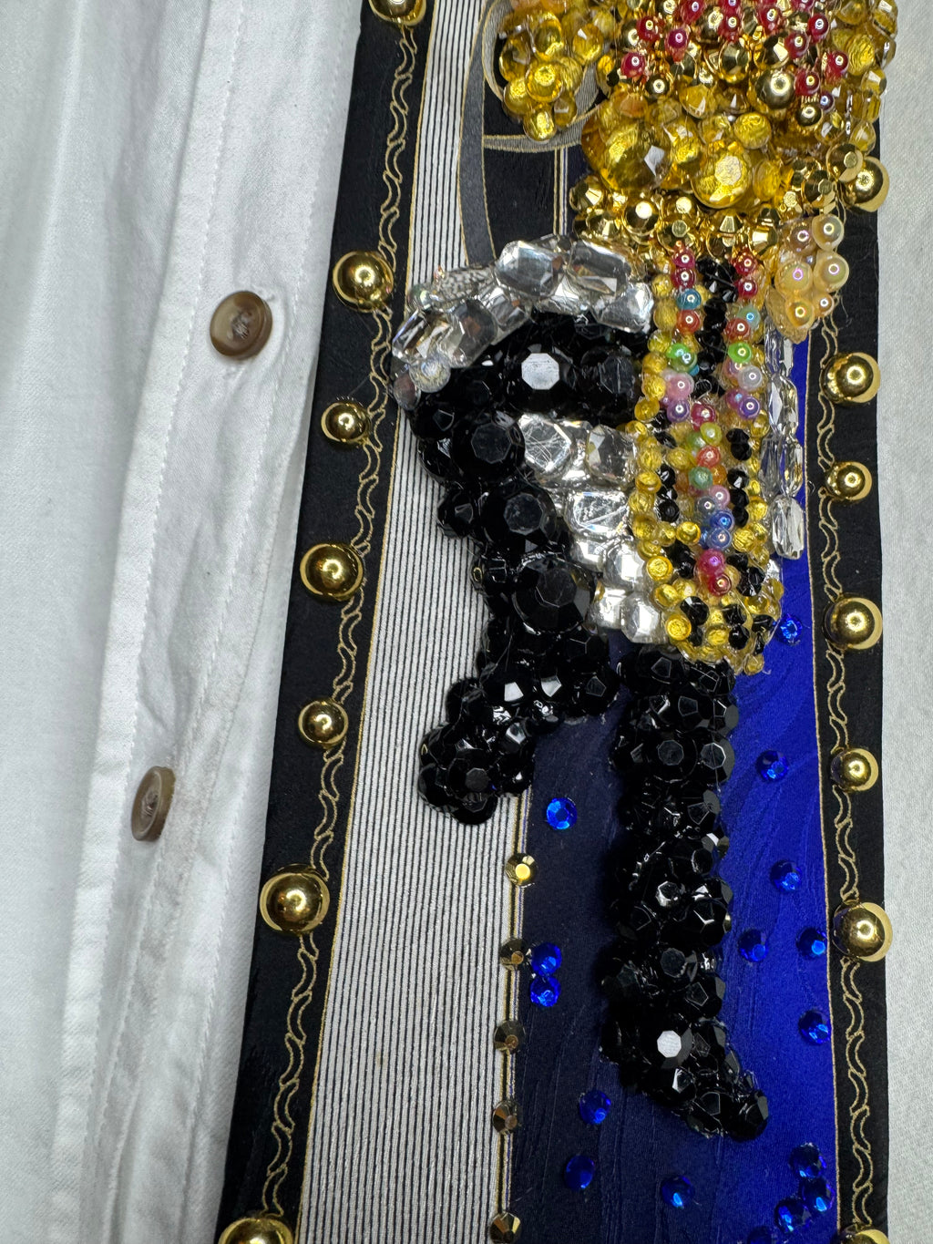 Navy Blue Egyptian Print Michael Jackson Hitting Hand Knee Tut Move for Remember the Time Tie