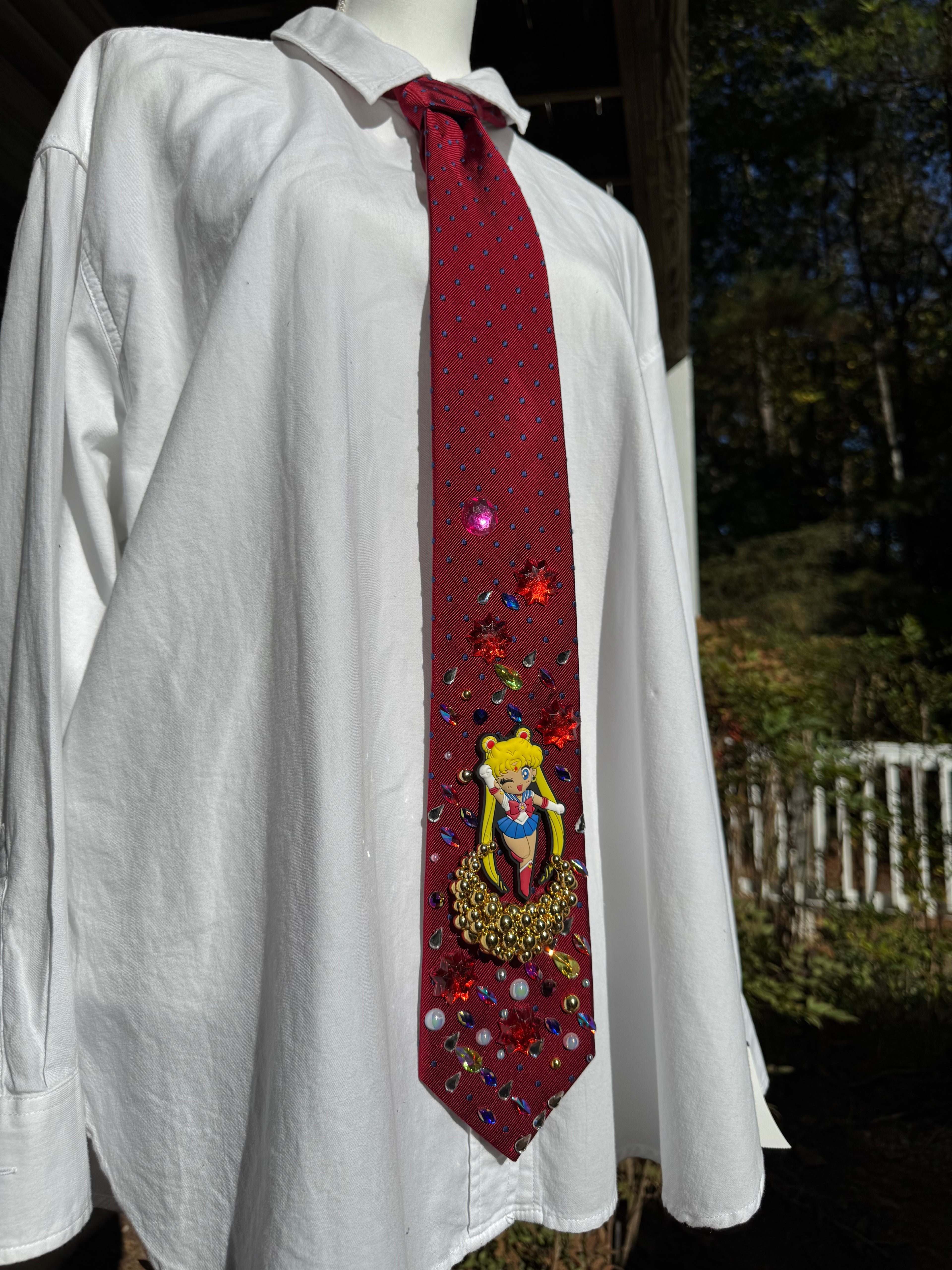Red Usagi Tsukino on Golden Moon in Jewel Galaxy Sailor Moon Anime Tie