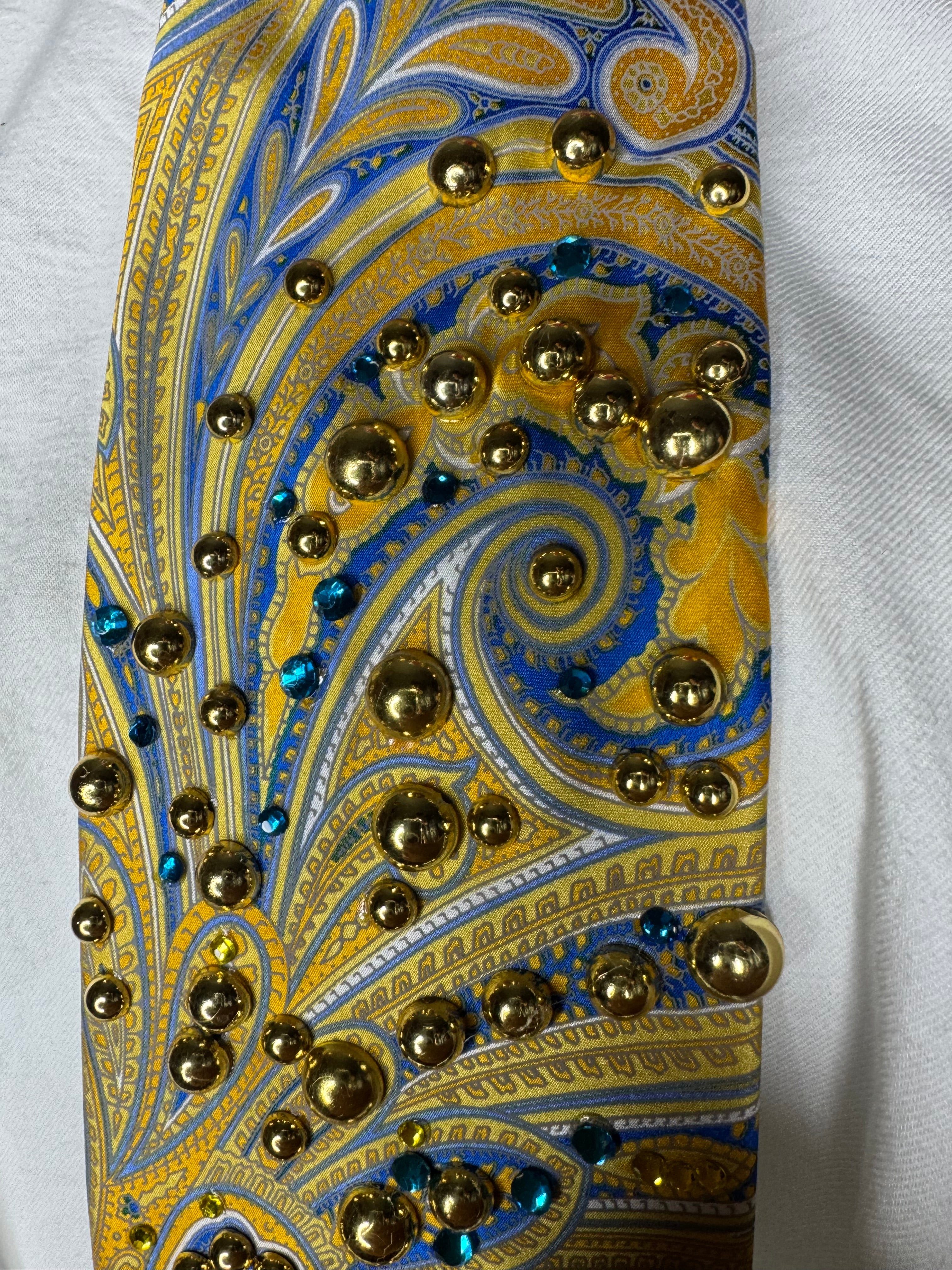 Yellow and Blue Paisley Neon Sun Royalty Tie
