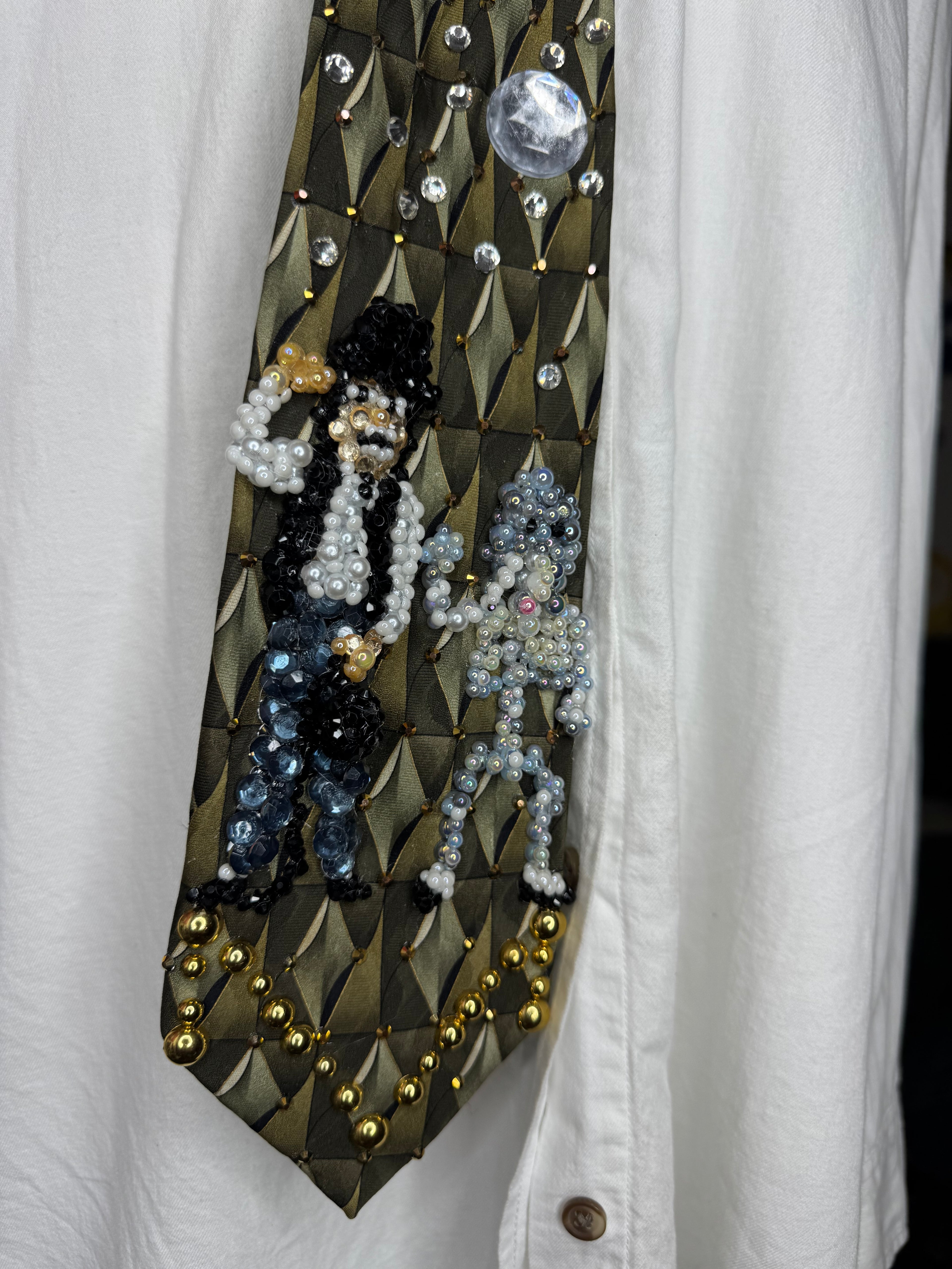 Olive Oil Green Michael Jackson & Skeleton Elephant Dancing Together Scene In Leave Me Alone Music Video Tie