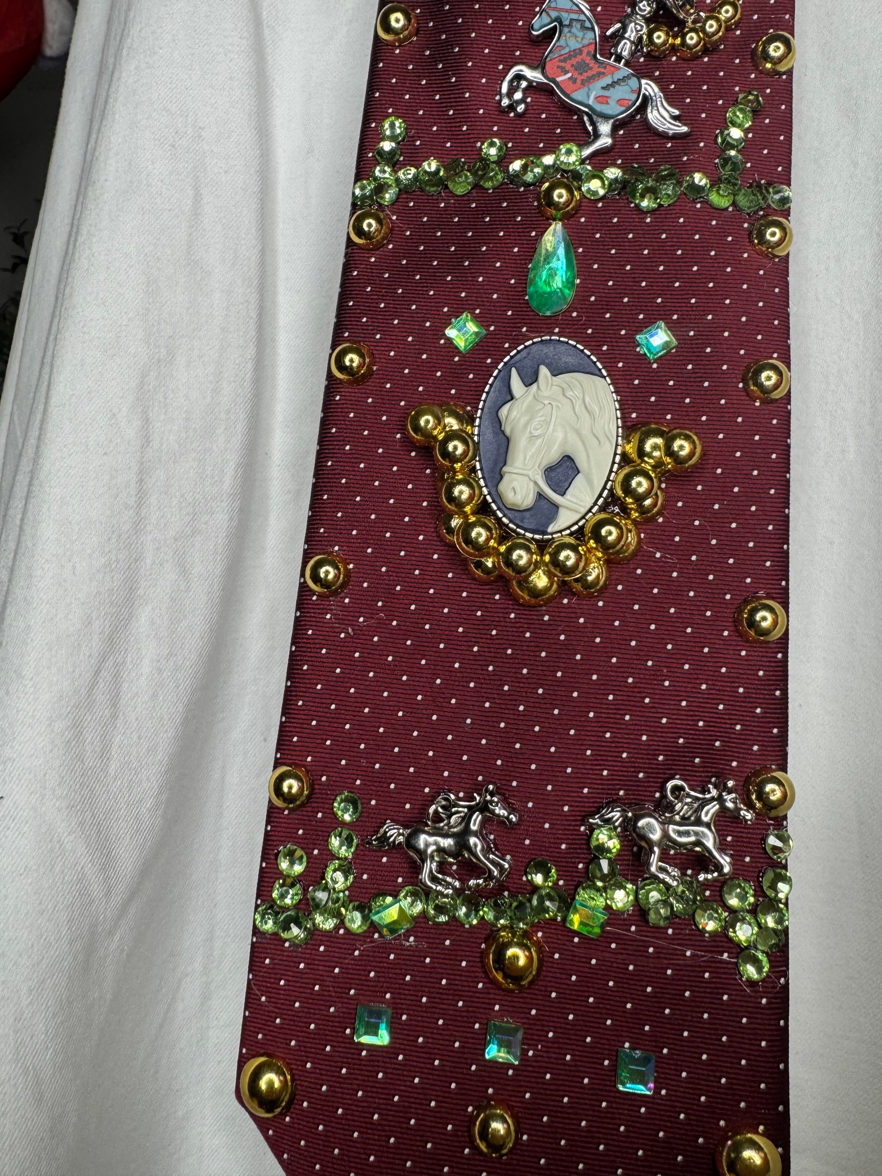 Burgundy Cowboy Lassoing Buffalo In Rodeo Show Cowboy Tie