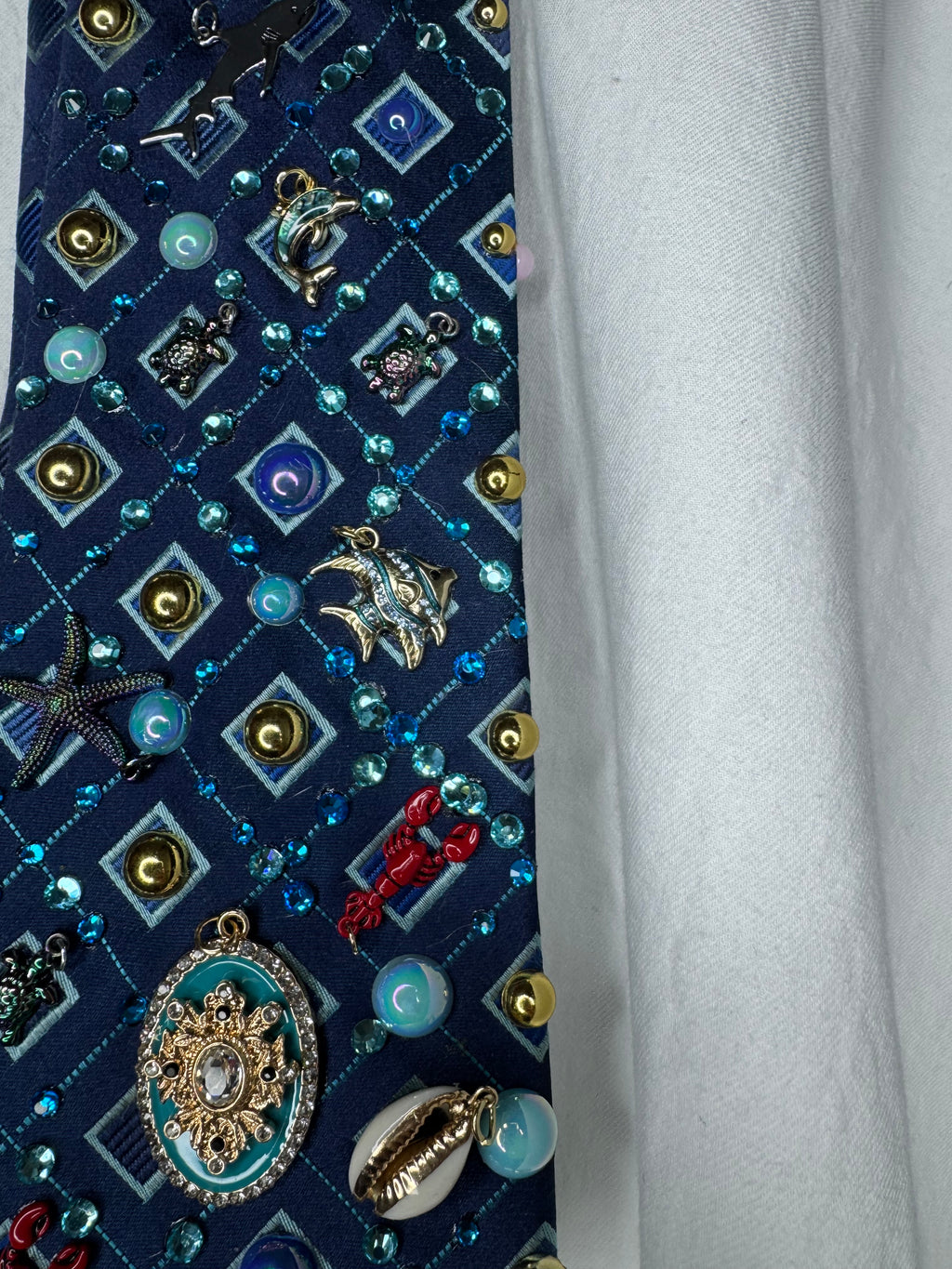 Navy Blue Ocean Floor Tropical Treasure Box Royalty Tie