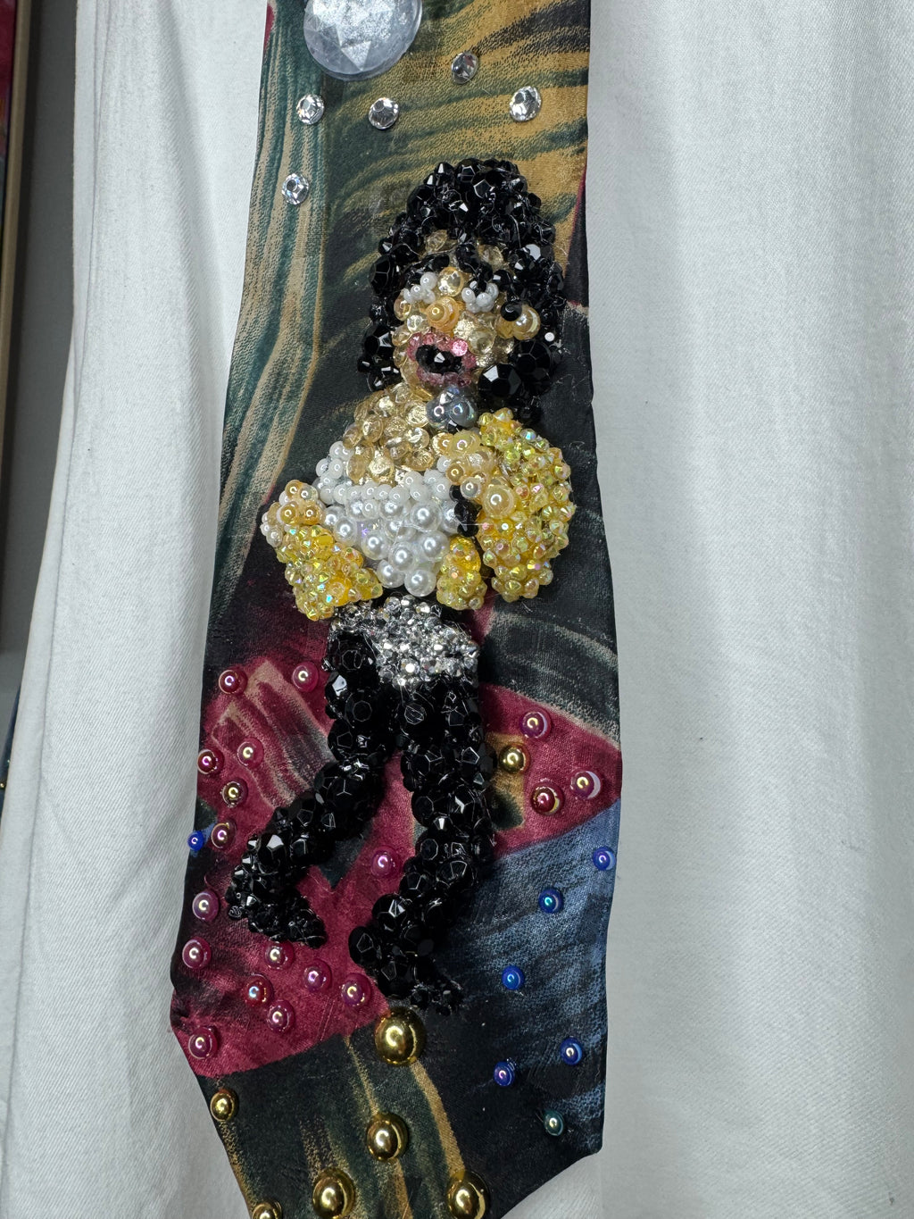 Multicolored Marbled Michael Jackson Throwing Shirt & Jacket Back in Come Together Music Video Tie