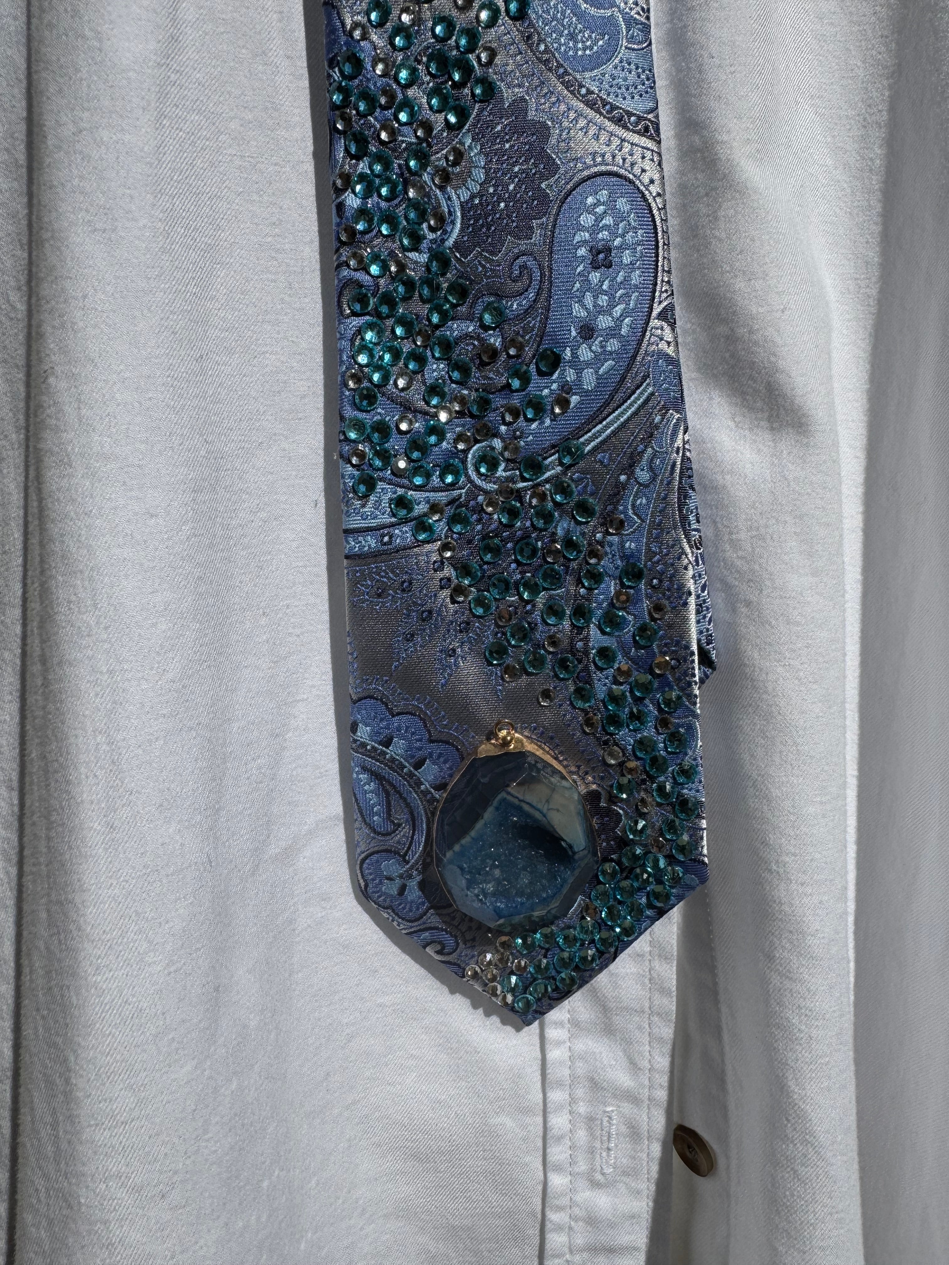 Blue Paisley Magical Rock Aura Nature Royalty Tie