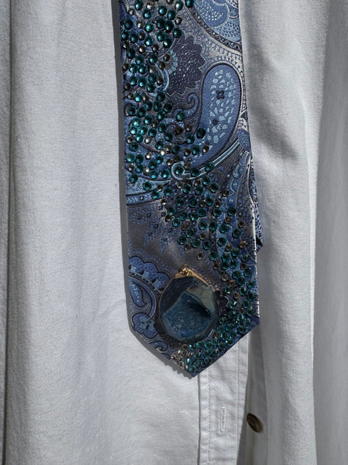 Blue Paisley Magical Rock Aura Nature Royalty Tie
