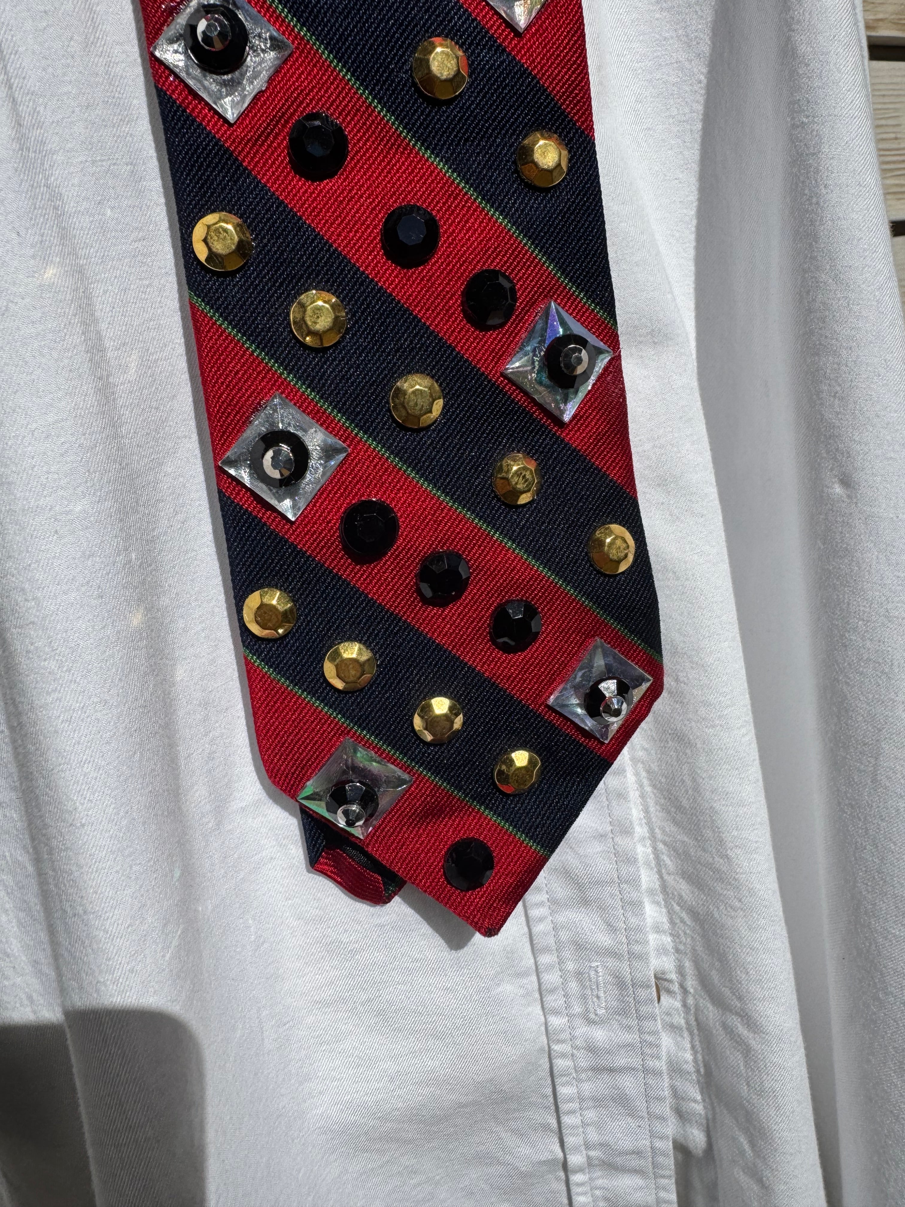 Navy Blue and Red Striped Nautical Royalty Tie