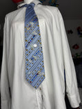 Light Blue Striped Clouds and Airplanes Leaving Jewel Trail Royalty Pilot Tie