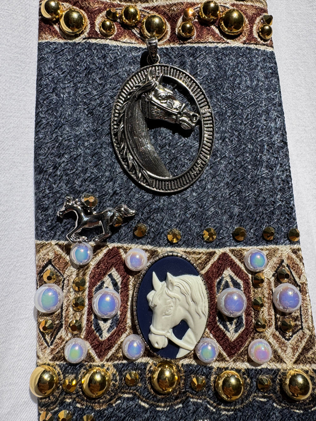 Navy Blue Horse Rider Equestrian Western Tie
