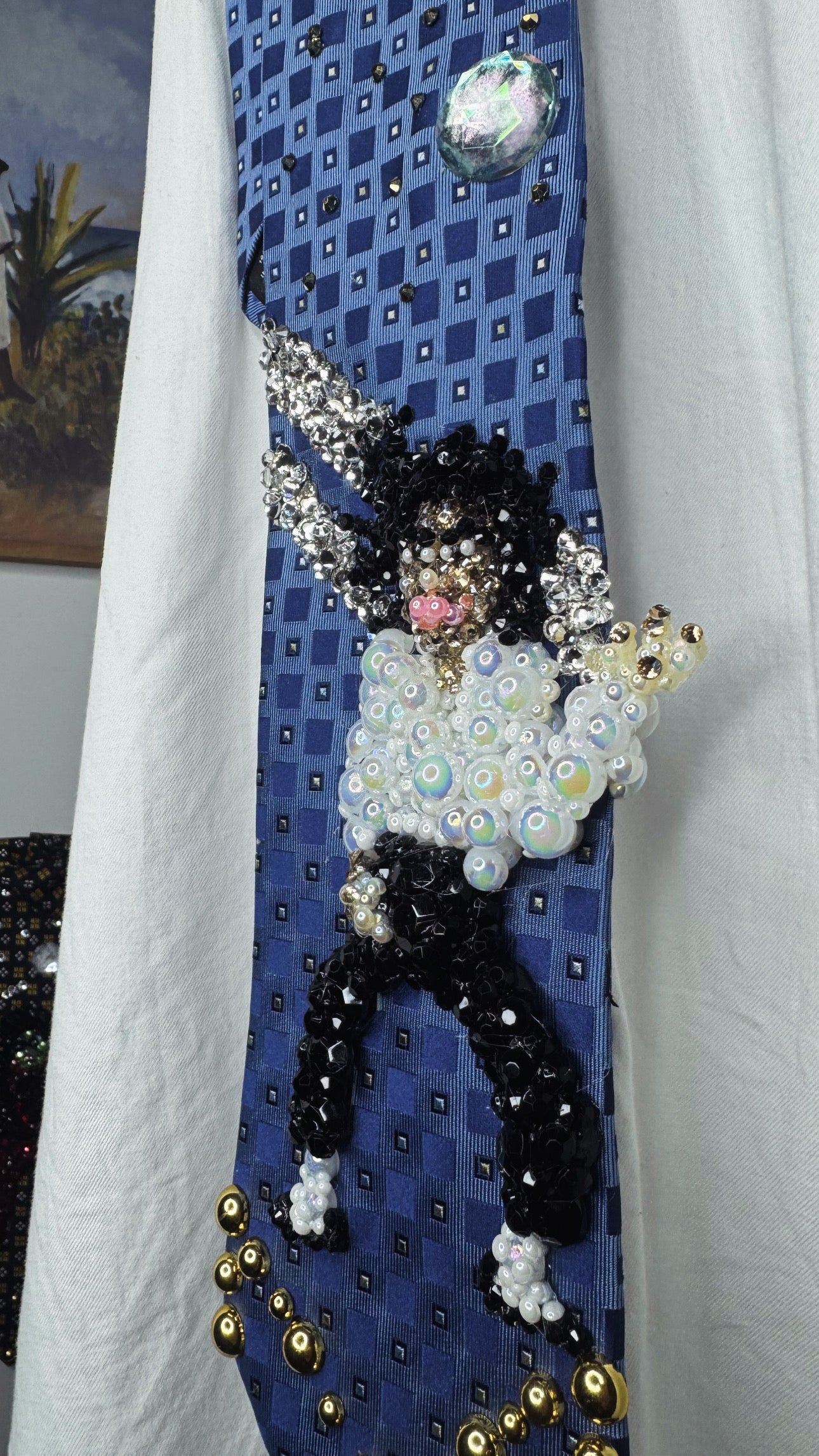 Blue Michael Jackson Hitting Wide Leg Arm Up & at Crotch Pose In Ghosts Short Film