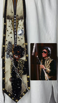 Beige Michael Jackson Singing We Are the World In the Studio 1985 High Class Royalty Tie