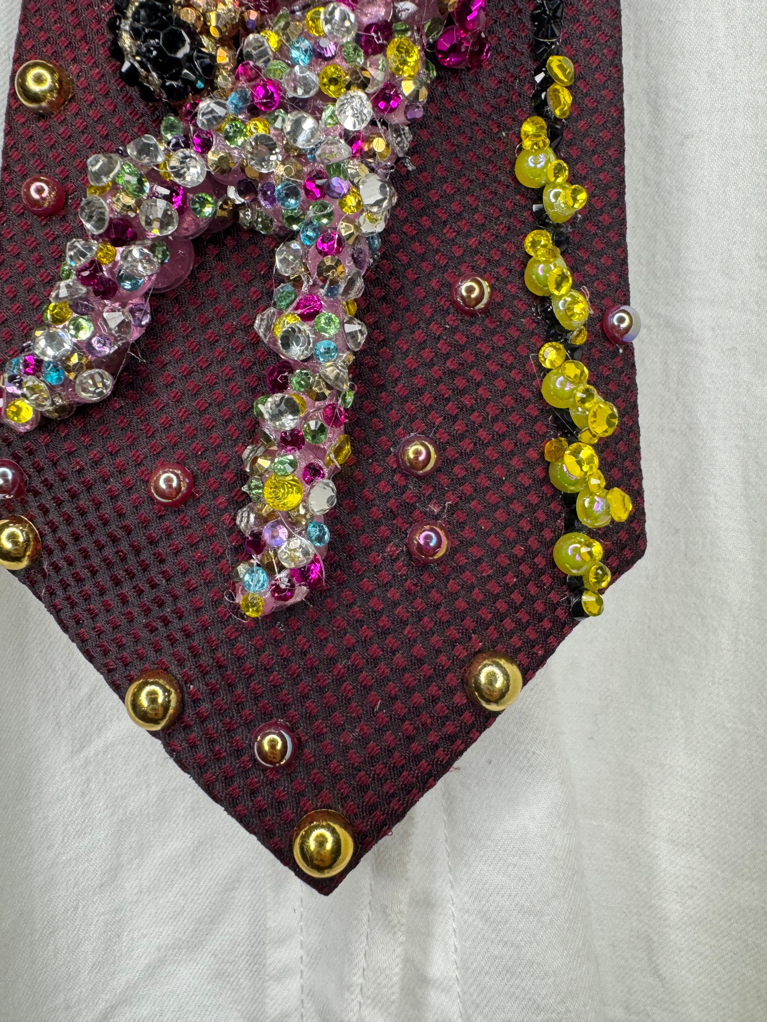 Burgundy Prince Rocking Guitar Jumping in the Air in Full Colorful Spotted Outfit Live Tie