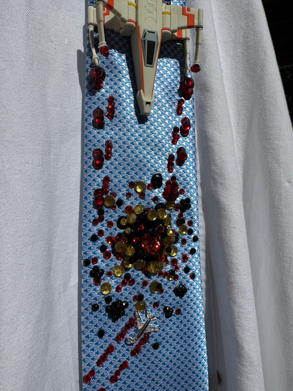Light Blue X Wing Starfighter Destroying TIE Fighter Star Wars Tie