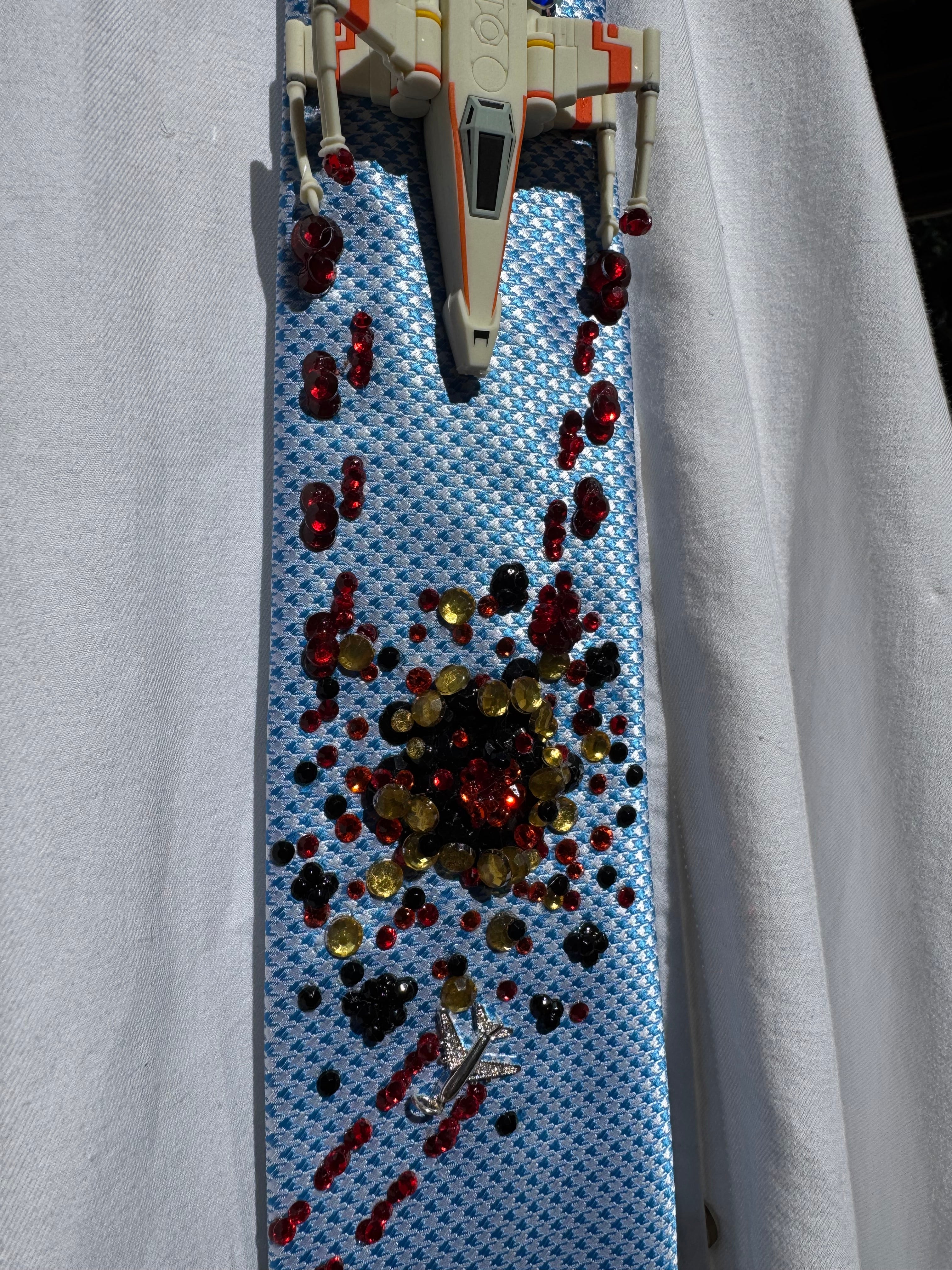 Light Blue X Wing Starfighter Destroying TIE Fighter Star Wars Tie