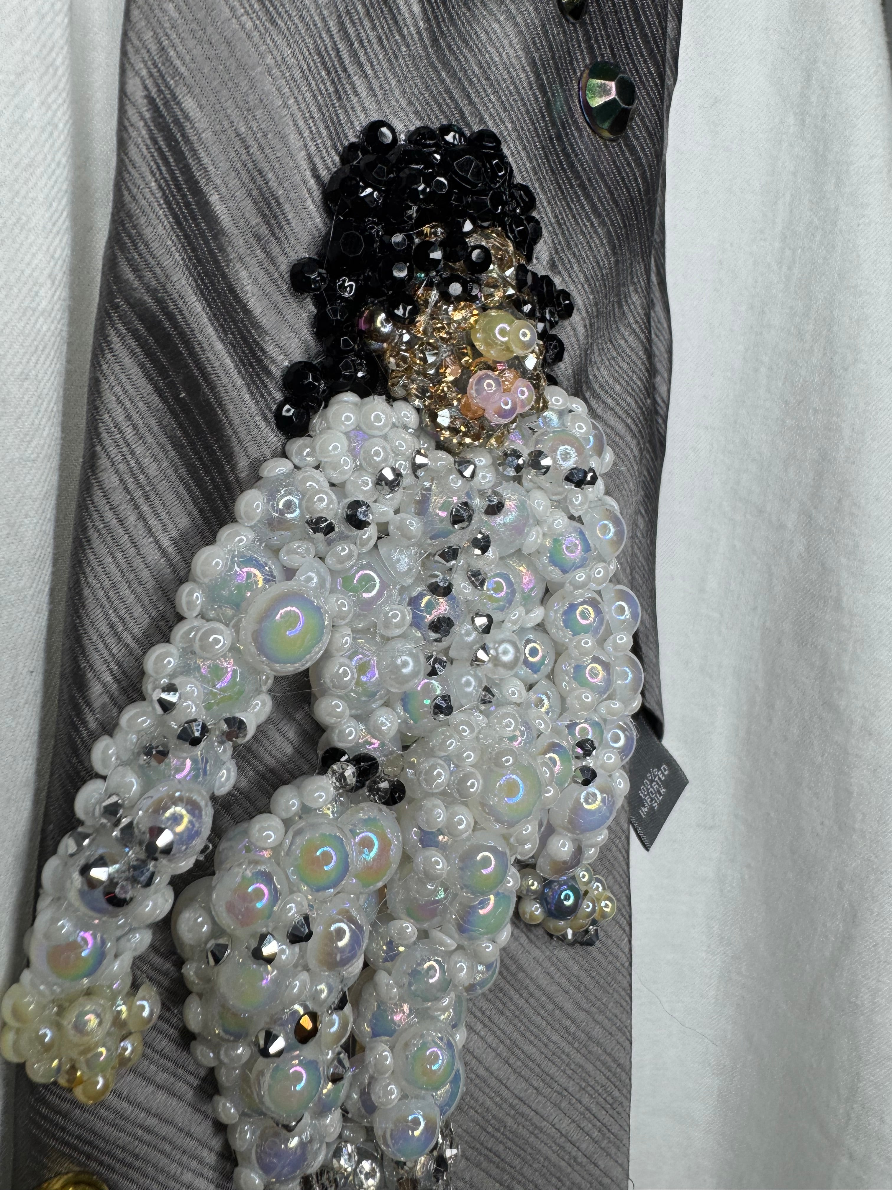 Metallic Grey Michael Jackson In the Air In All White Jumpsuit Performing Workin Day n Night Bad Tour 1988 Tie