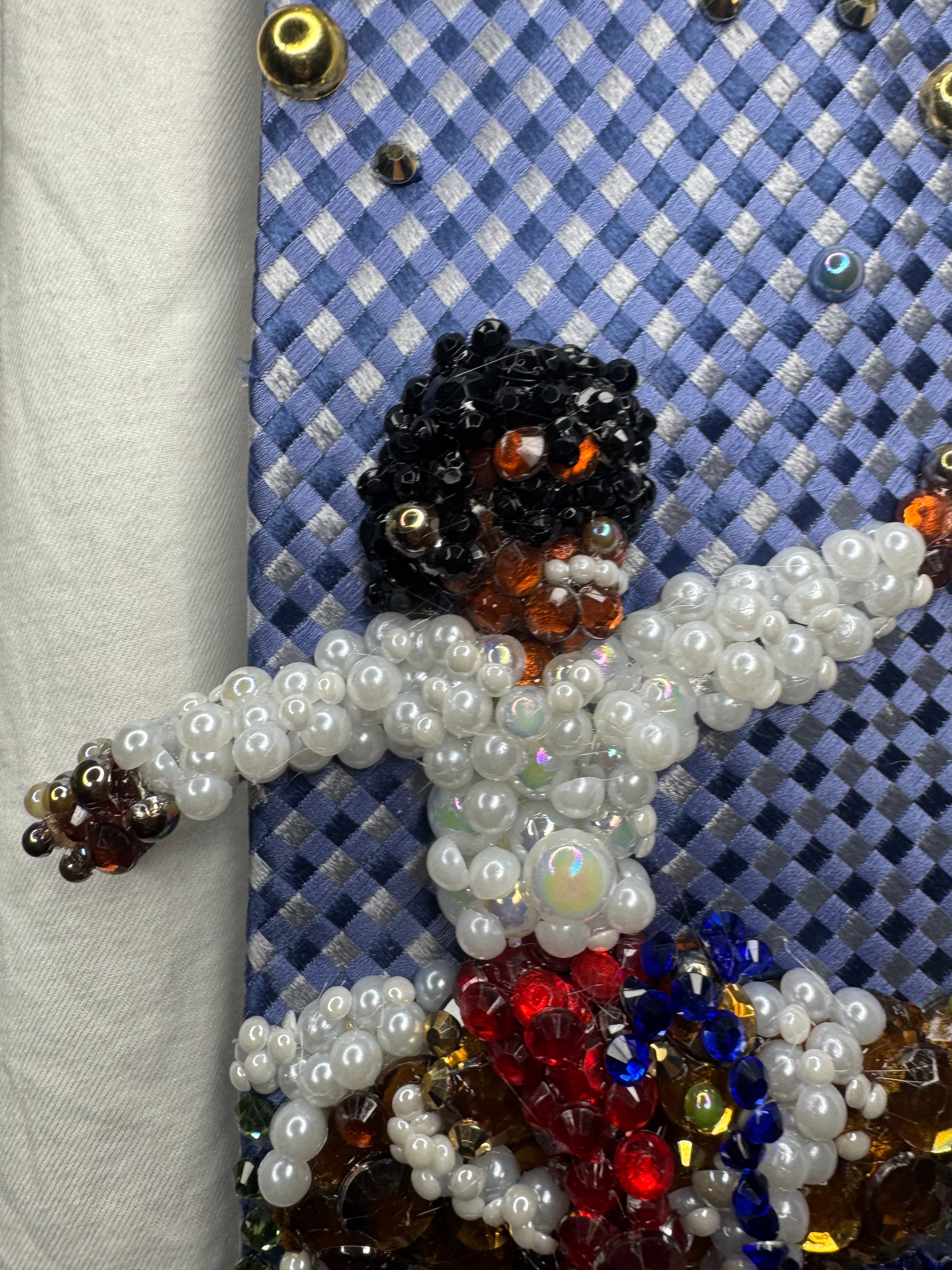 Blue Michael Jackson Smiling Being Free While Horseback Riding Tie