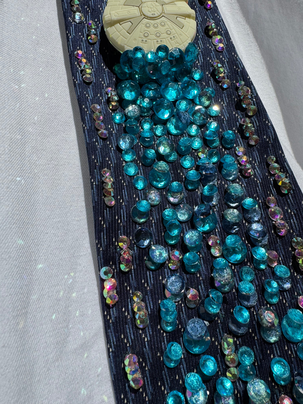 Navy Blue Millennium Falcon Zooming Through Space Star Wars Tie