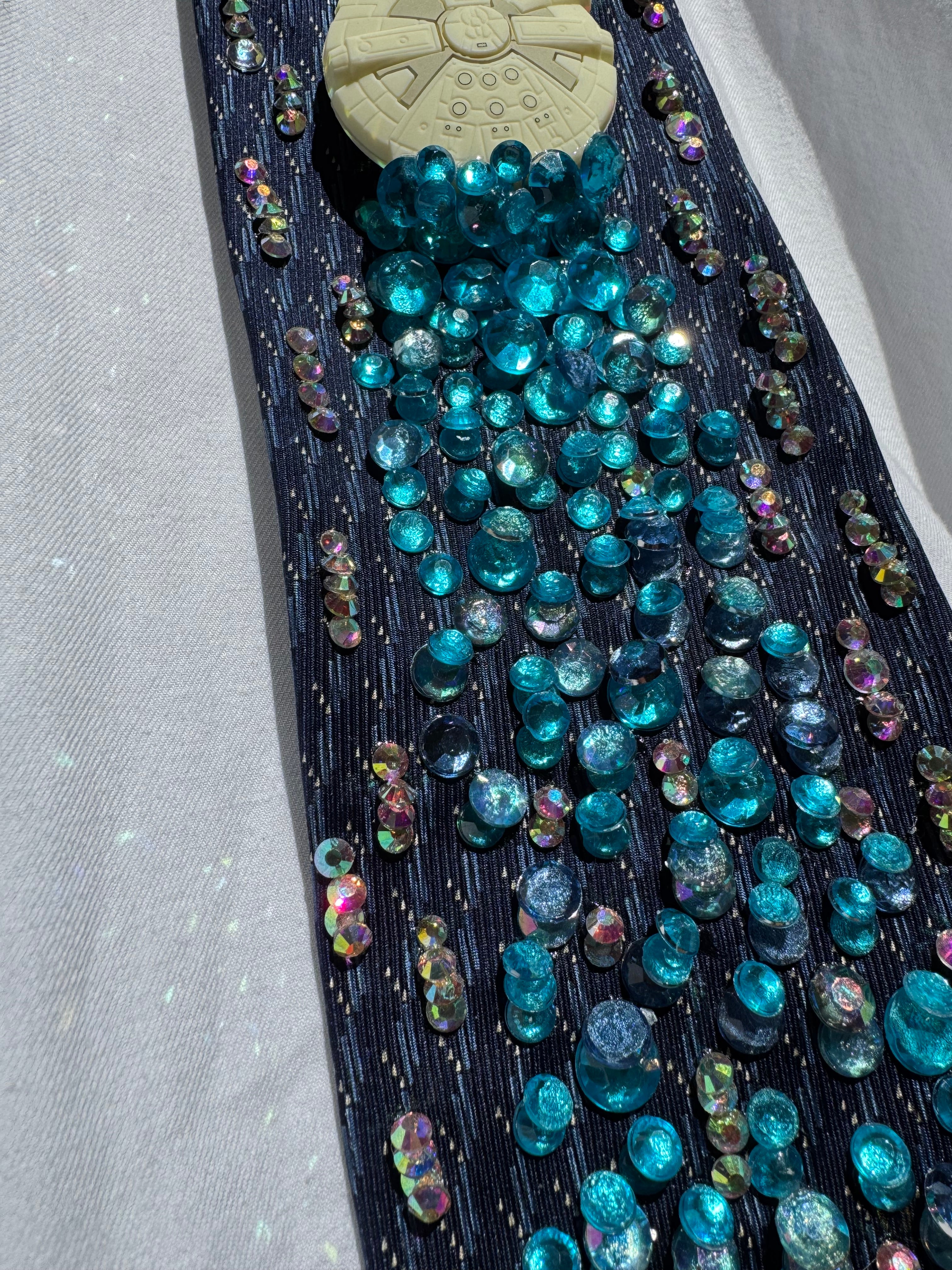 Navy Blue Millennium Falcon Zooming Through Space Star Wars Tie