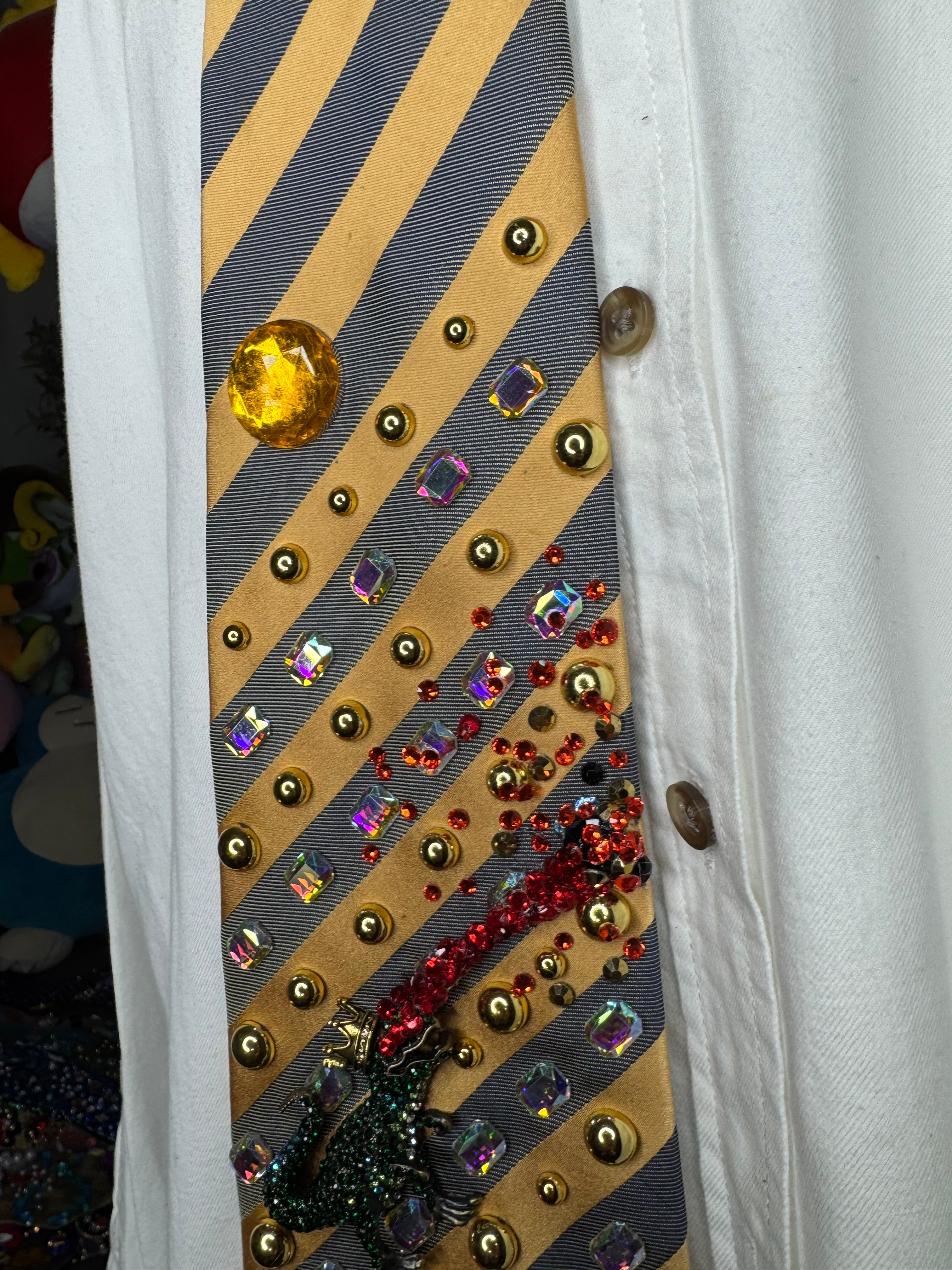 Gold and Grey Laser Eye Trex Attacking Tie