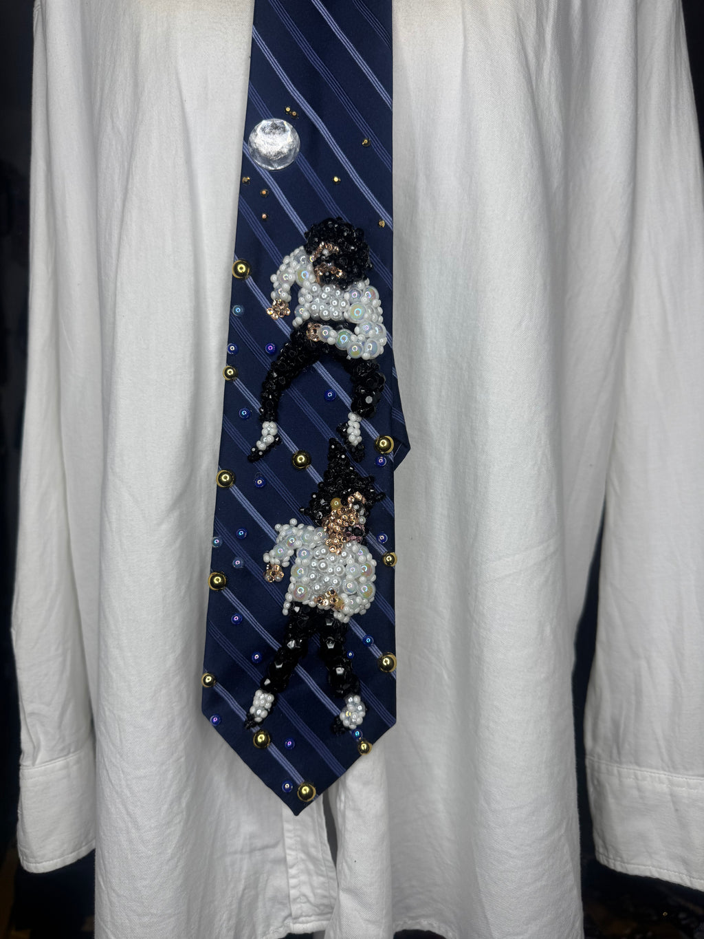 Navy Blue Striped Michael Jackson Double Dance Scene From Ghosts Short Film
