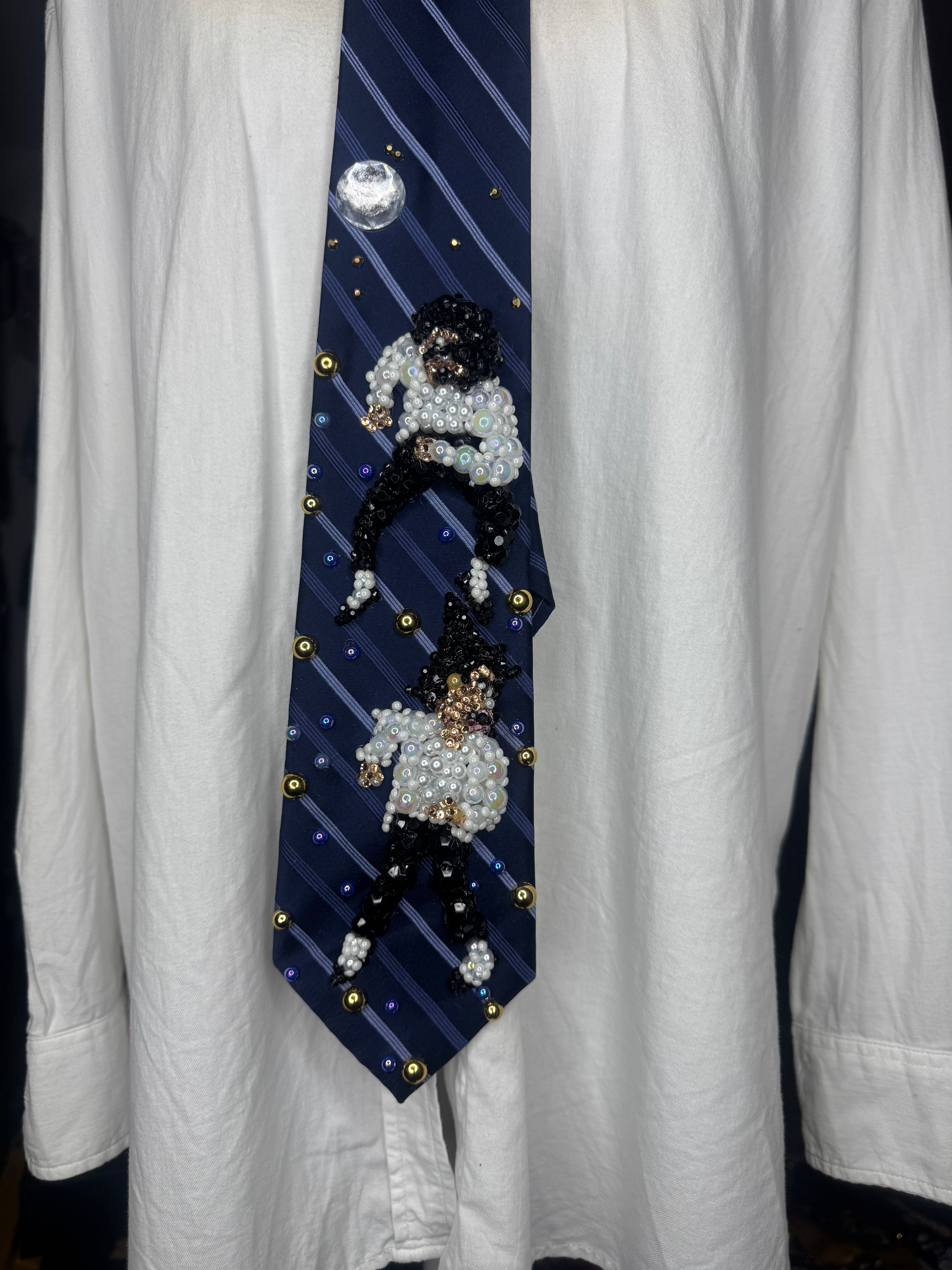 Navy Blue Striped Michael Jackson Double Dance Scene From Ghosts Short Film