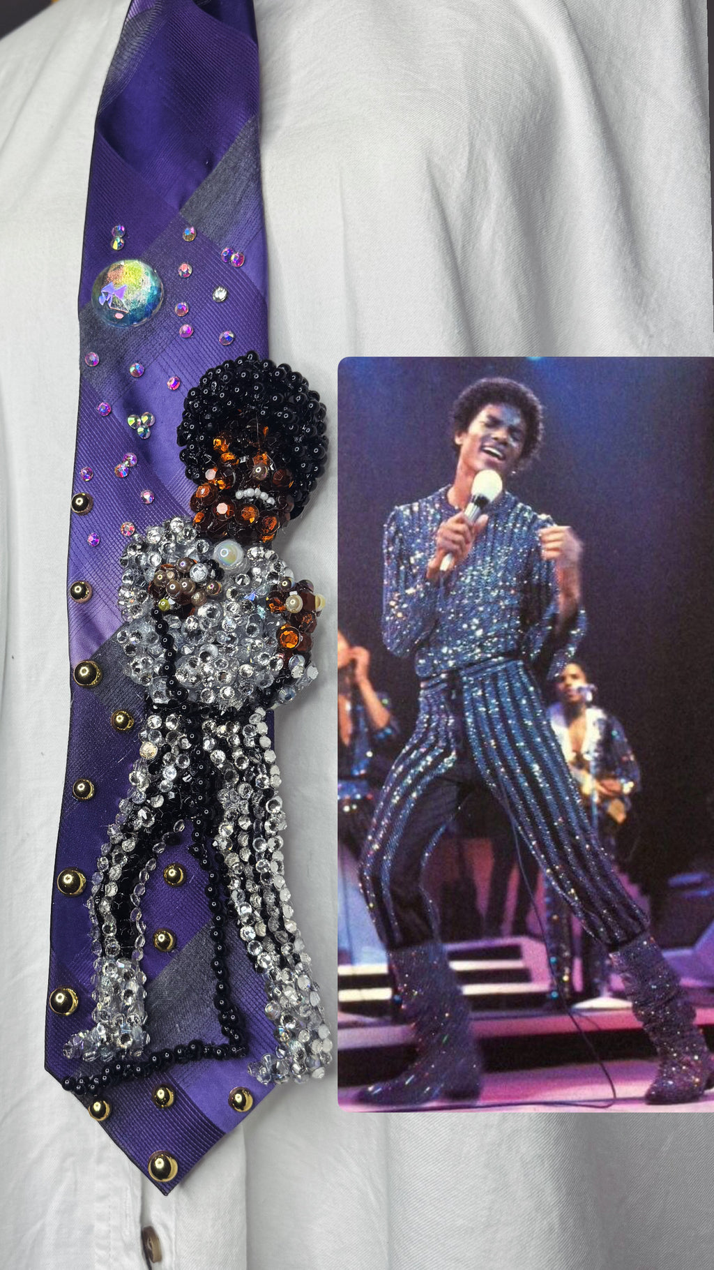 Purple Michael Jackson Singing Rock With You Live on Stage 1979 Tie
