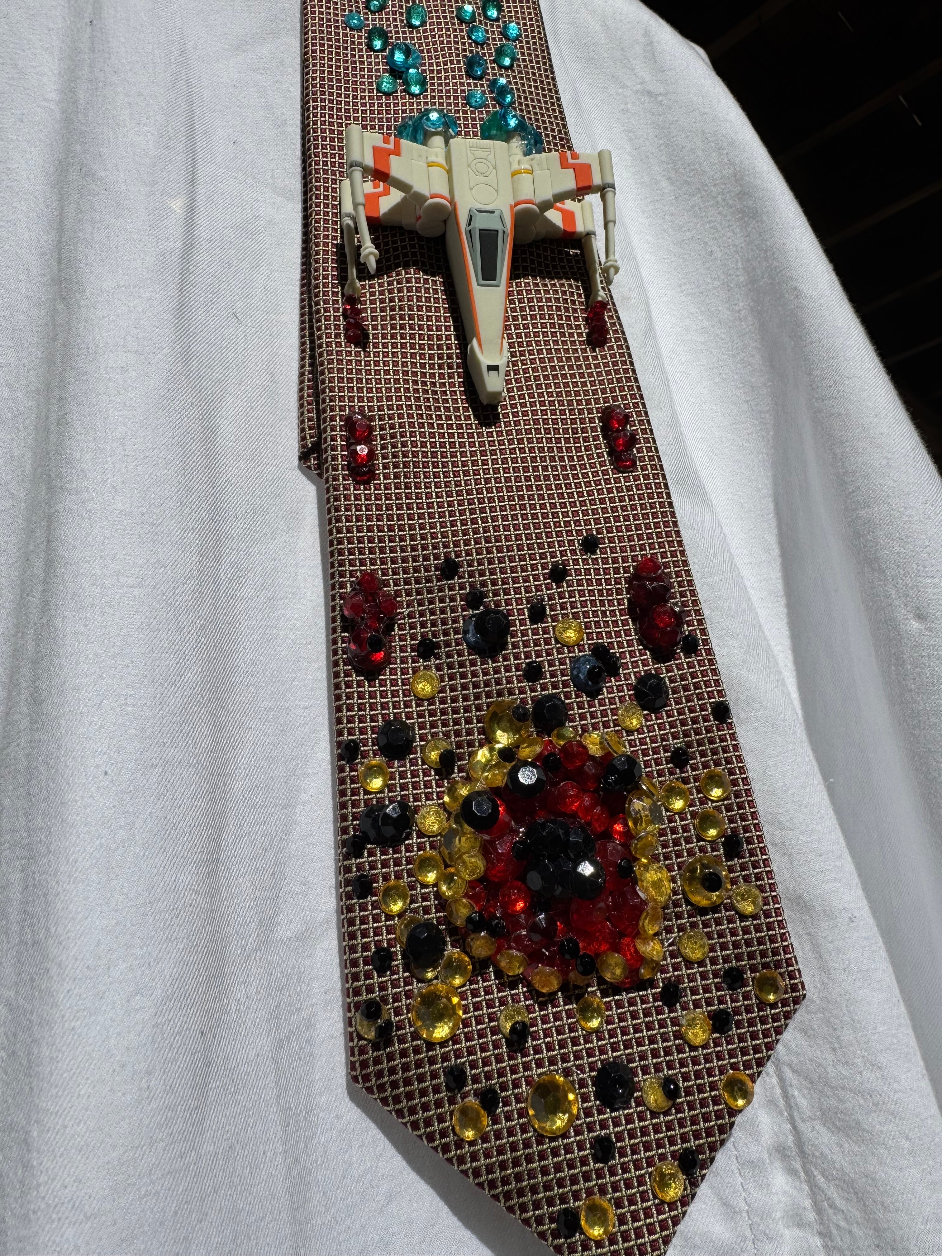 Red And Yellow X Wing Starfighter Destroying TIE Fighter Star Wars Tie