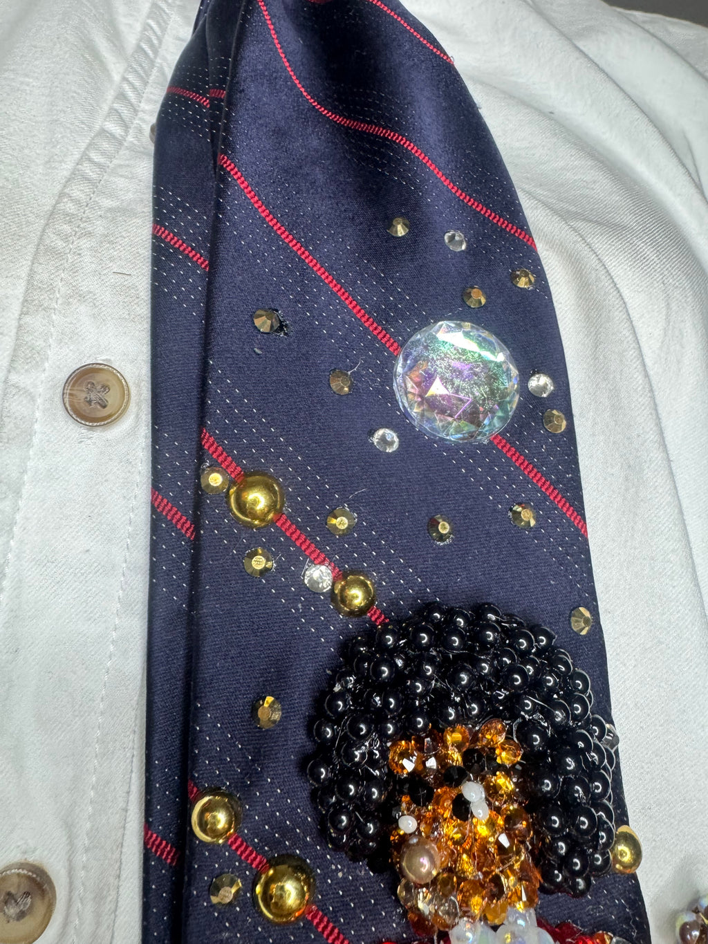 Navy Blue Teen Michael Jackson Orange Outfit Hitting Robot Walk Jackson 5 1975 Tie