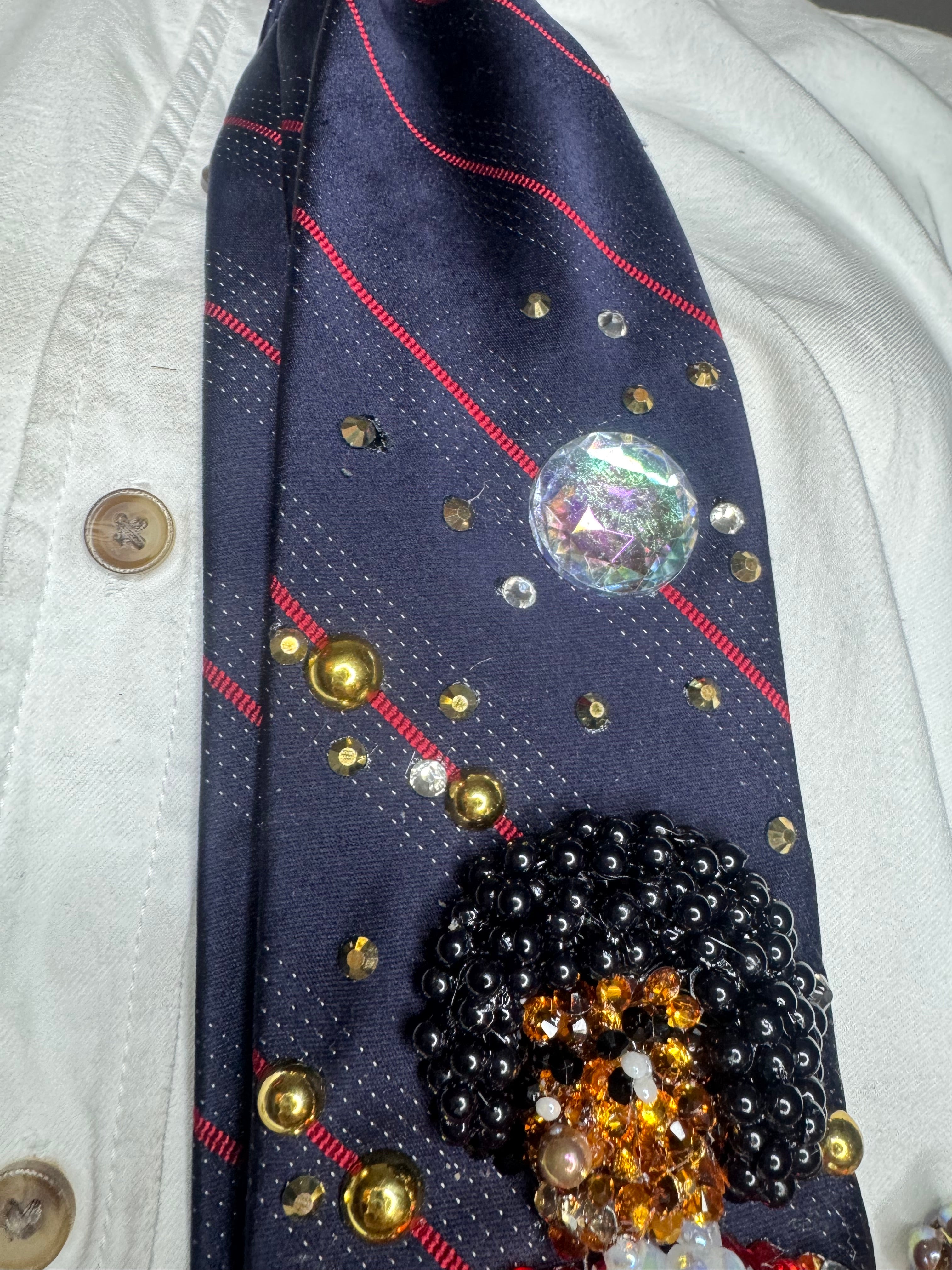 Navy Blue Teen Michael Jackson Orange Outfit Hitting Robot Walk Jackson 5 1975 Tie