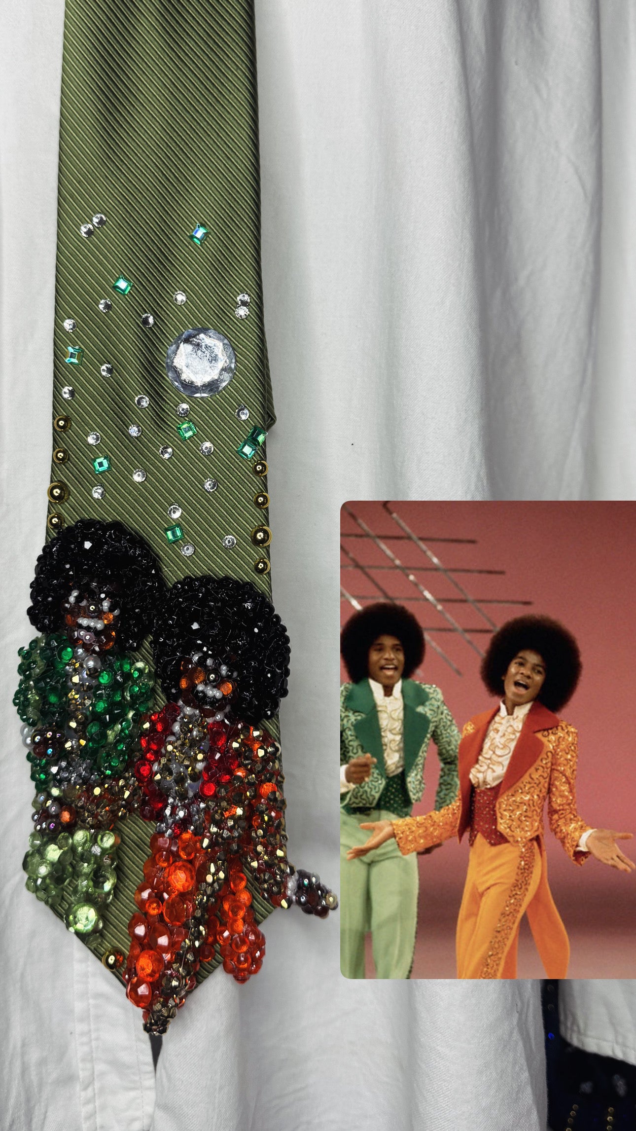 Green Michael and Jackie Jackson Singing “I Am Love” on TV Jackson 5 1975 Tie