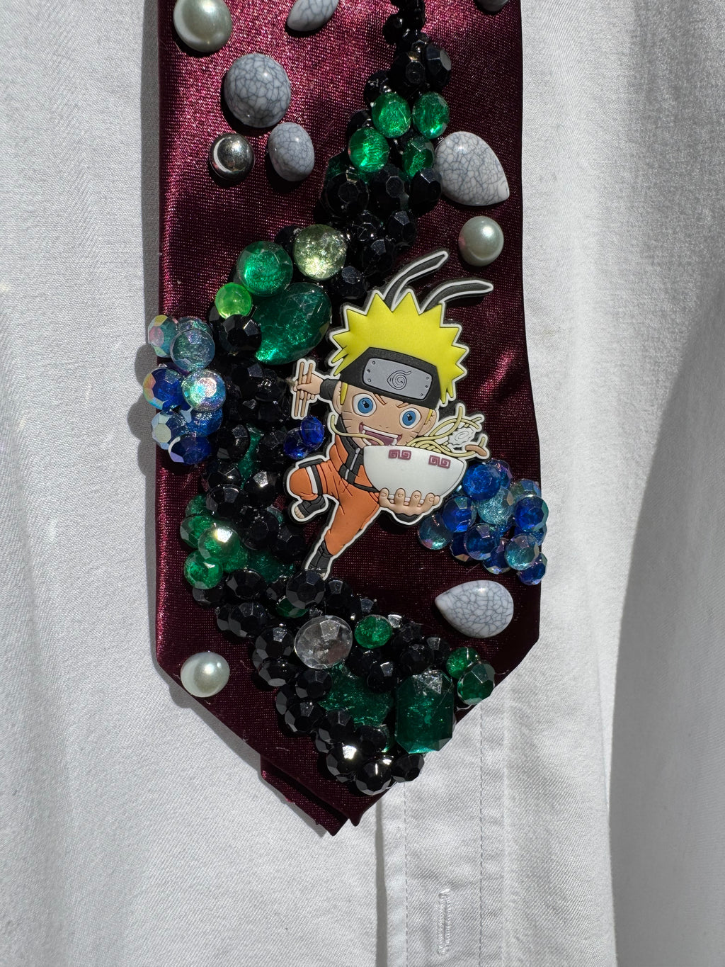 Burgundy Silk Midnight Ramen Run Naruto Shippuden Anime Tie