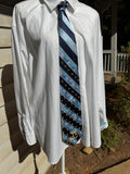 Navy and Light Blue Striped Anchored Nautical Tie