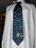 Navy Blue Ocean Floor Tropical Treasure Box Royalty Tie