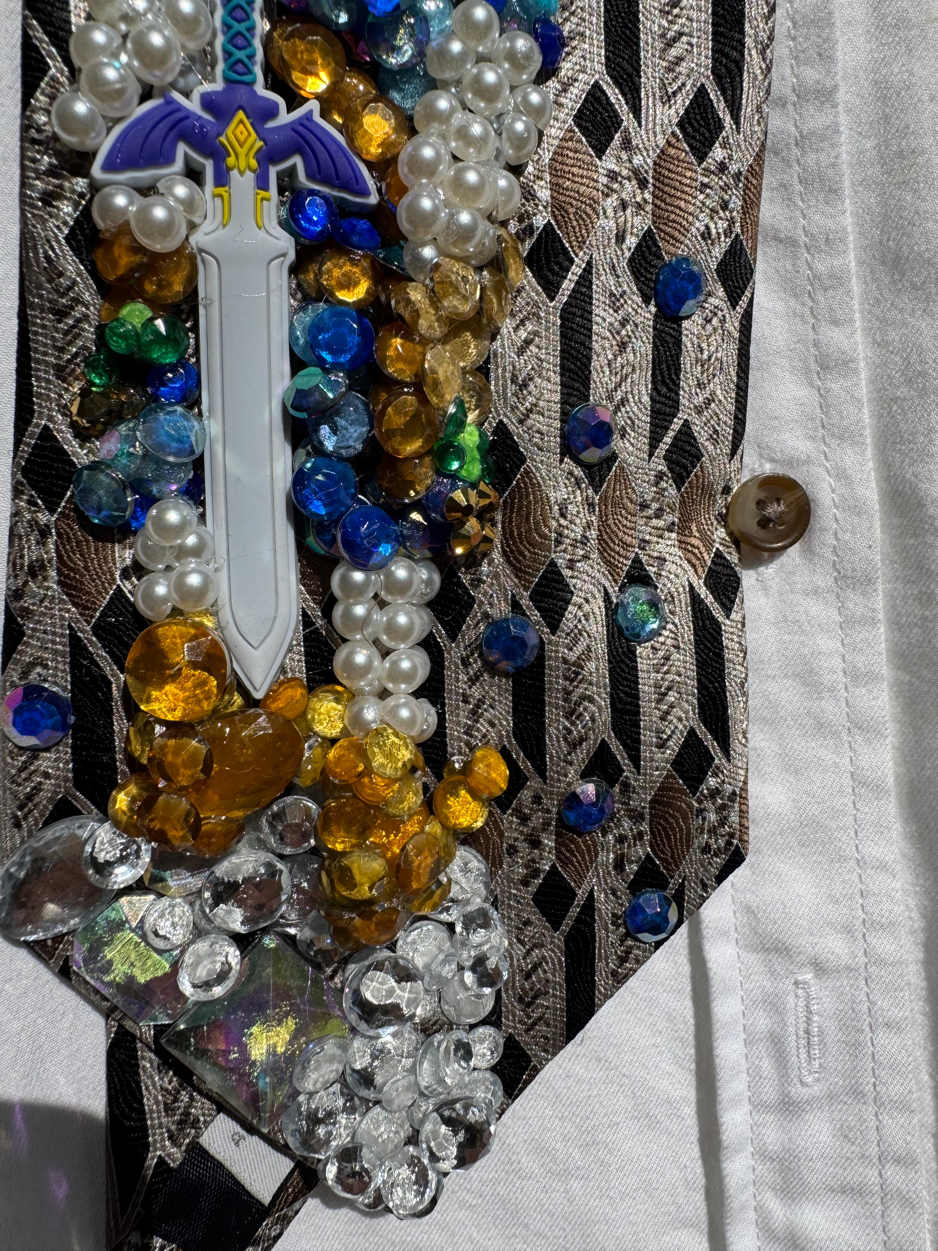 Grey Legendary Link Stargazing Zelda Video Game Tie