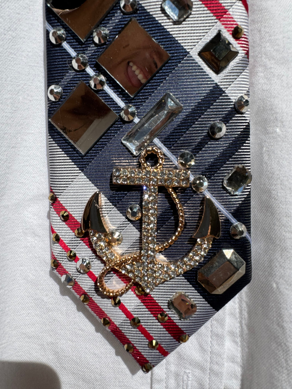 USA Plaid Mirror Anchored Nautical Royalty Tie