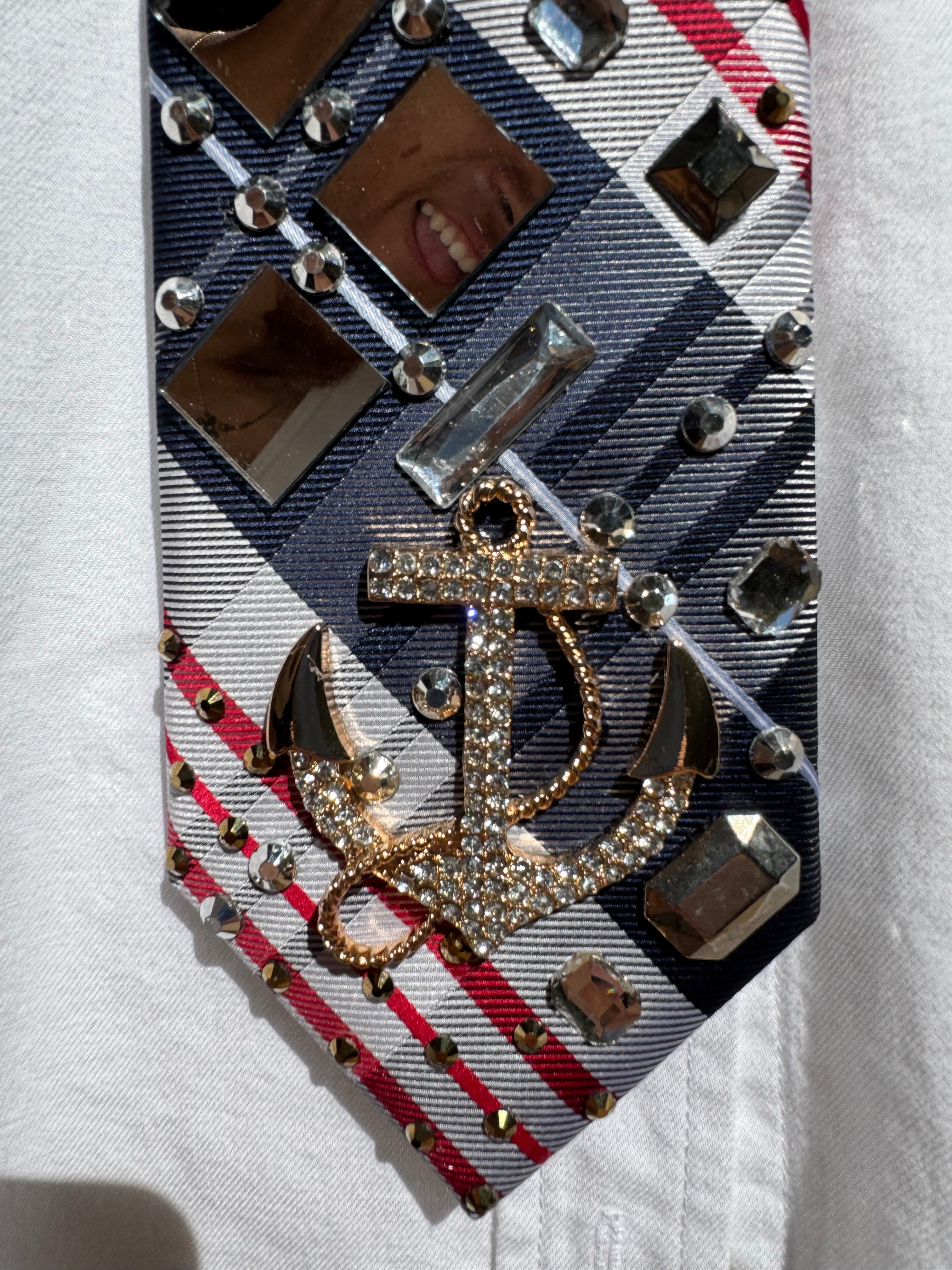 USA Plaid Mirror Anchored Nautical Royalty Tie