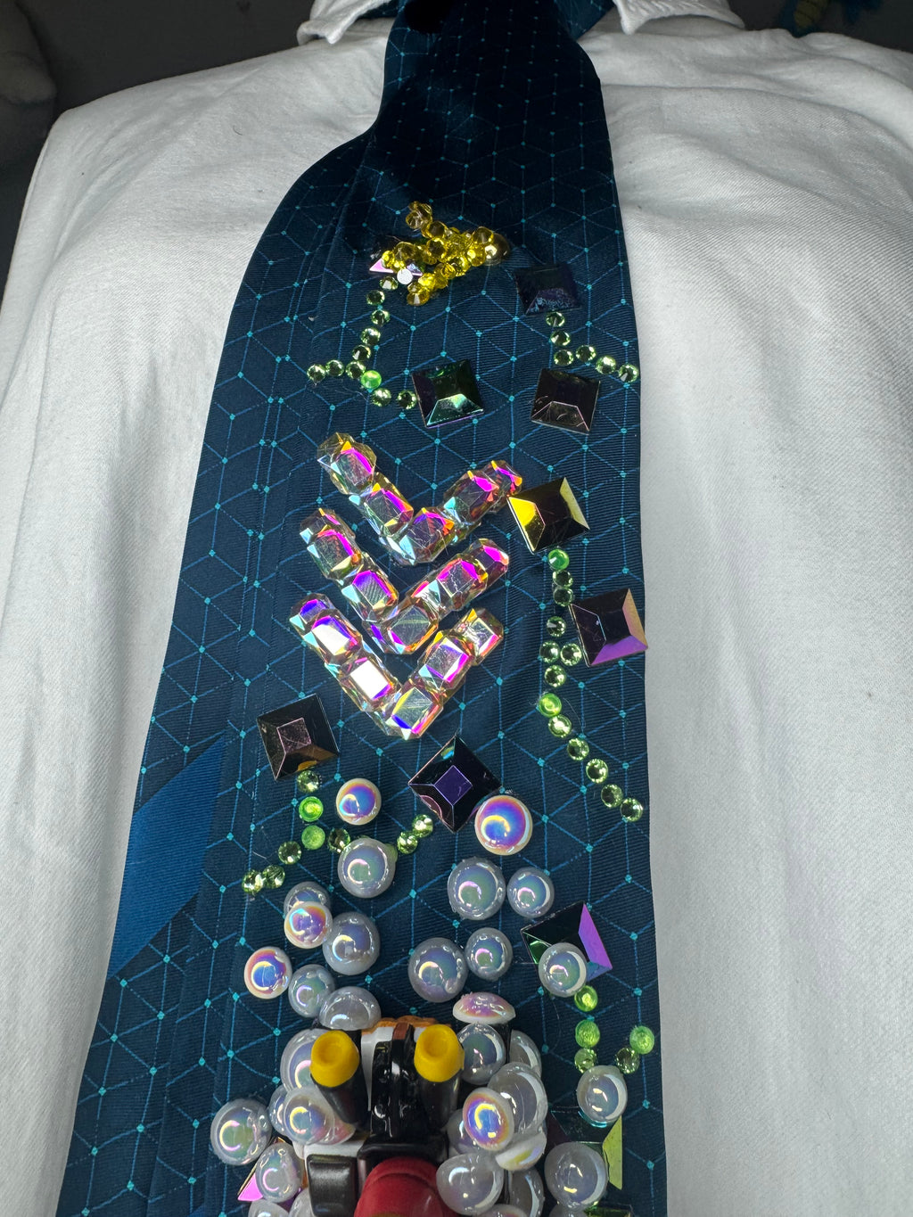 Dark Turquoise Shy Guy Throwing Blue Shell on Computer Chip Road 200cc Mario Kart Tie