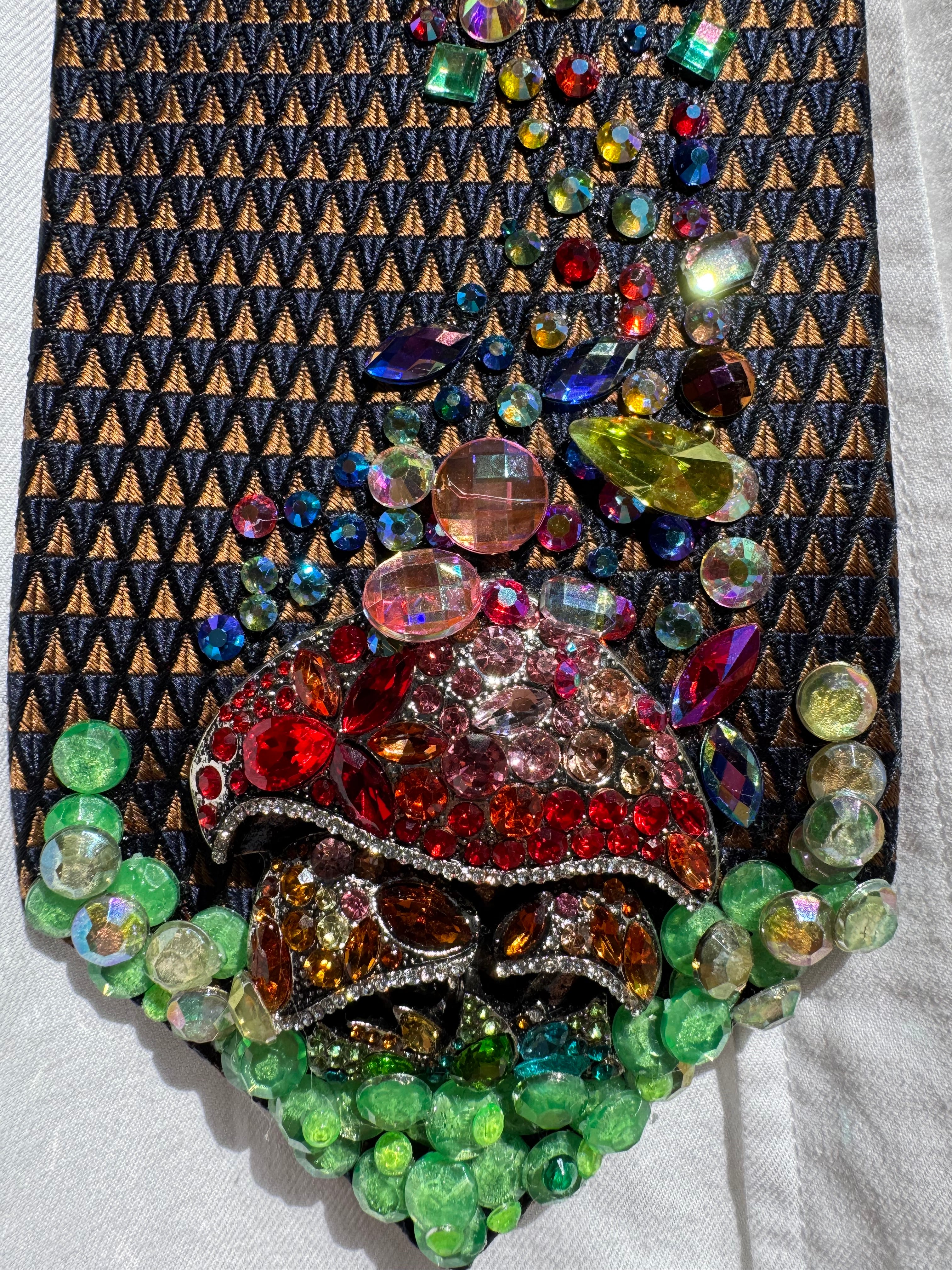 Navy Blue and Orange Magical Mushrooms Aura Nature Tie