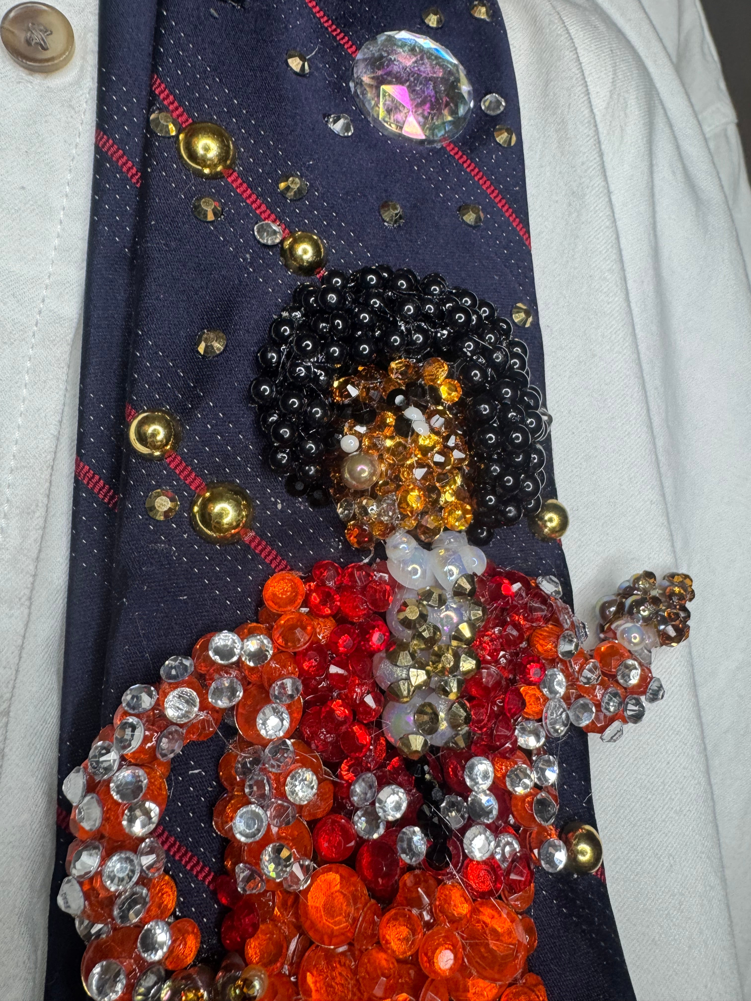 Navy Blue Teen Michael Jackson Orange Outfit Hitting Robot Walk Jackson 5 1975 Tie