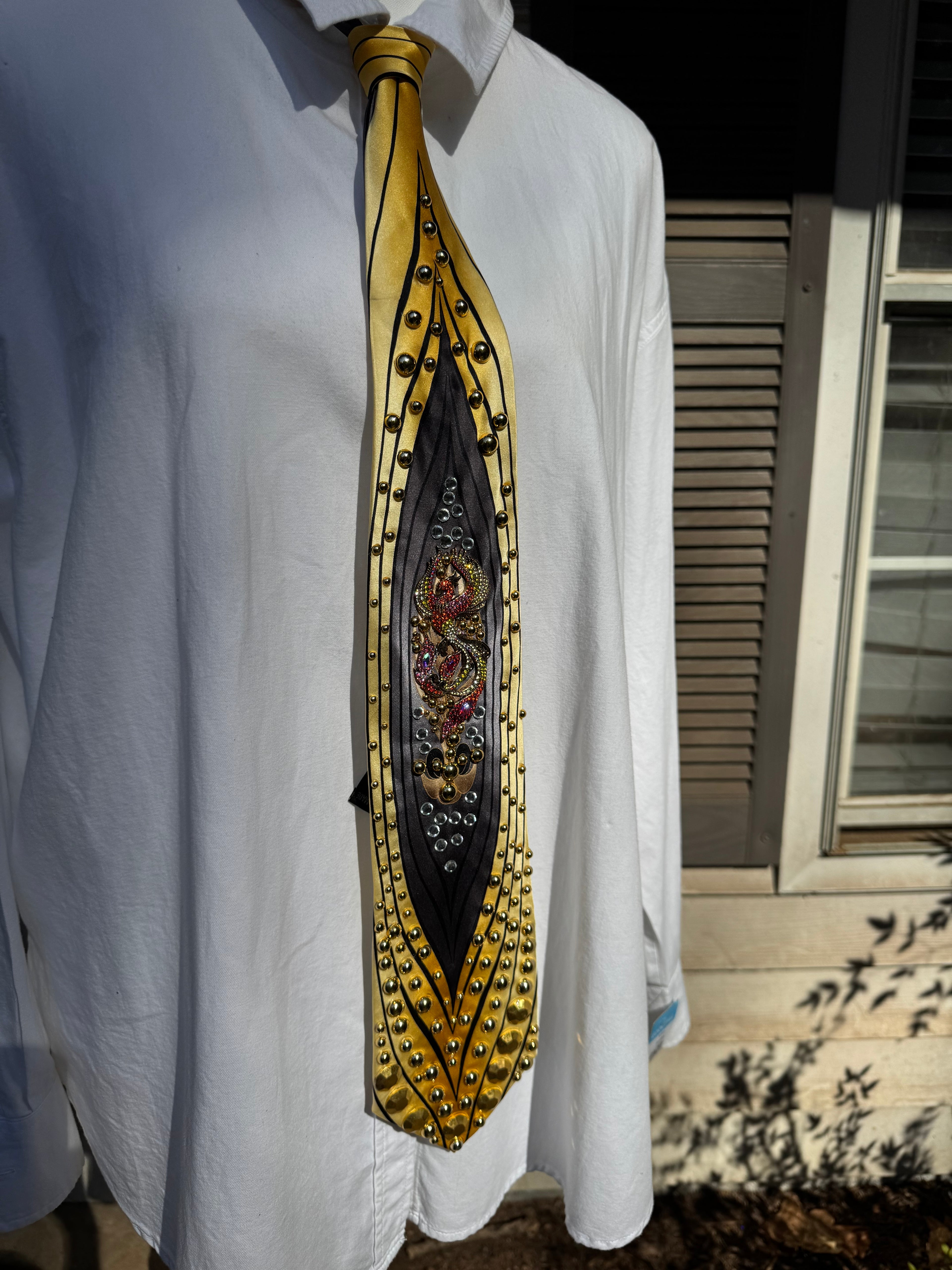 Gold and Grey Supreme Phoenix High Class Royalty Exotic Tie