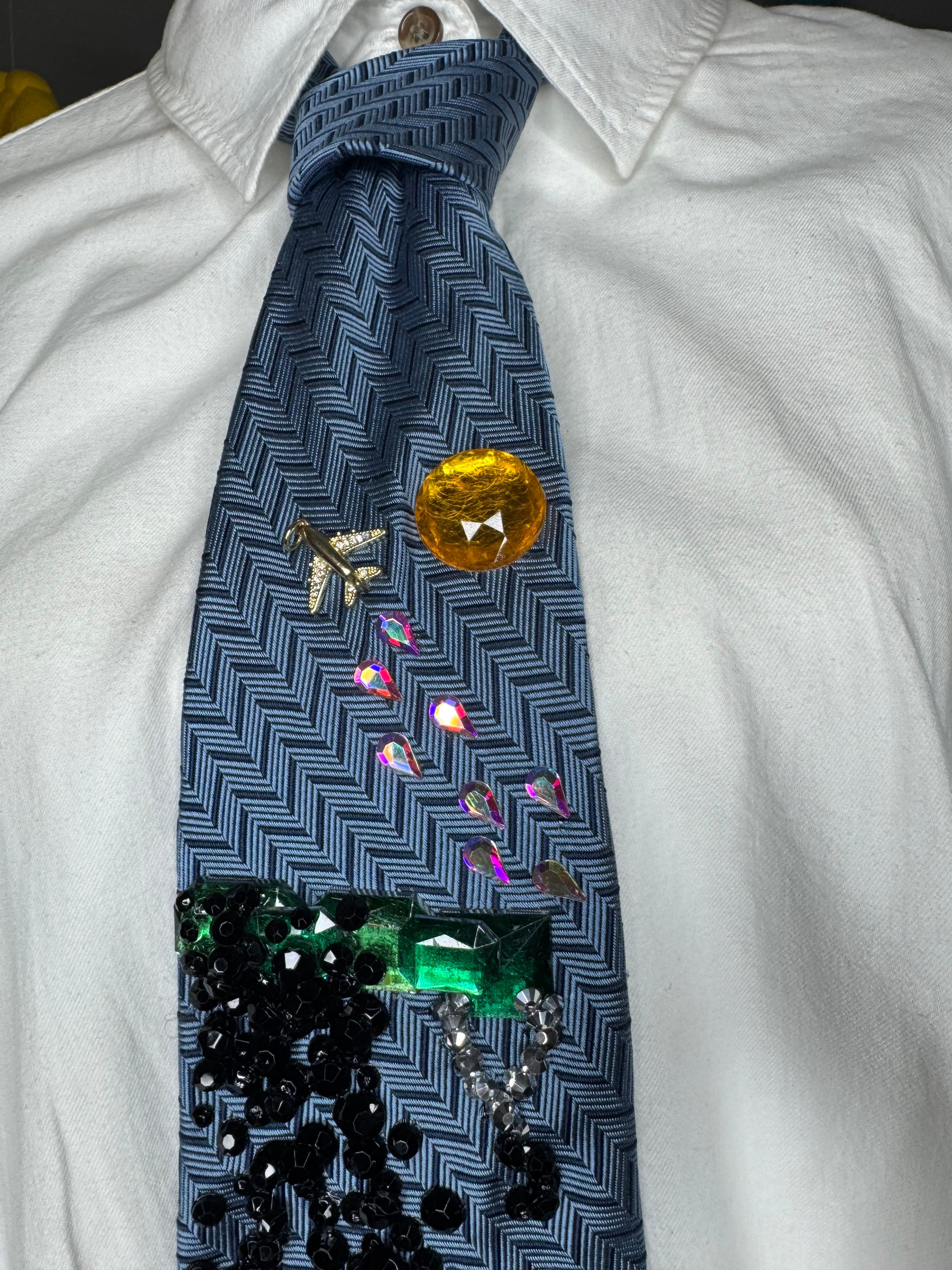 Blue Venom Jumping From Crane to City Spiderman Tie