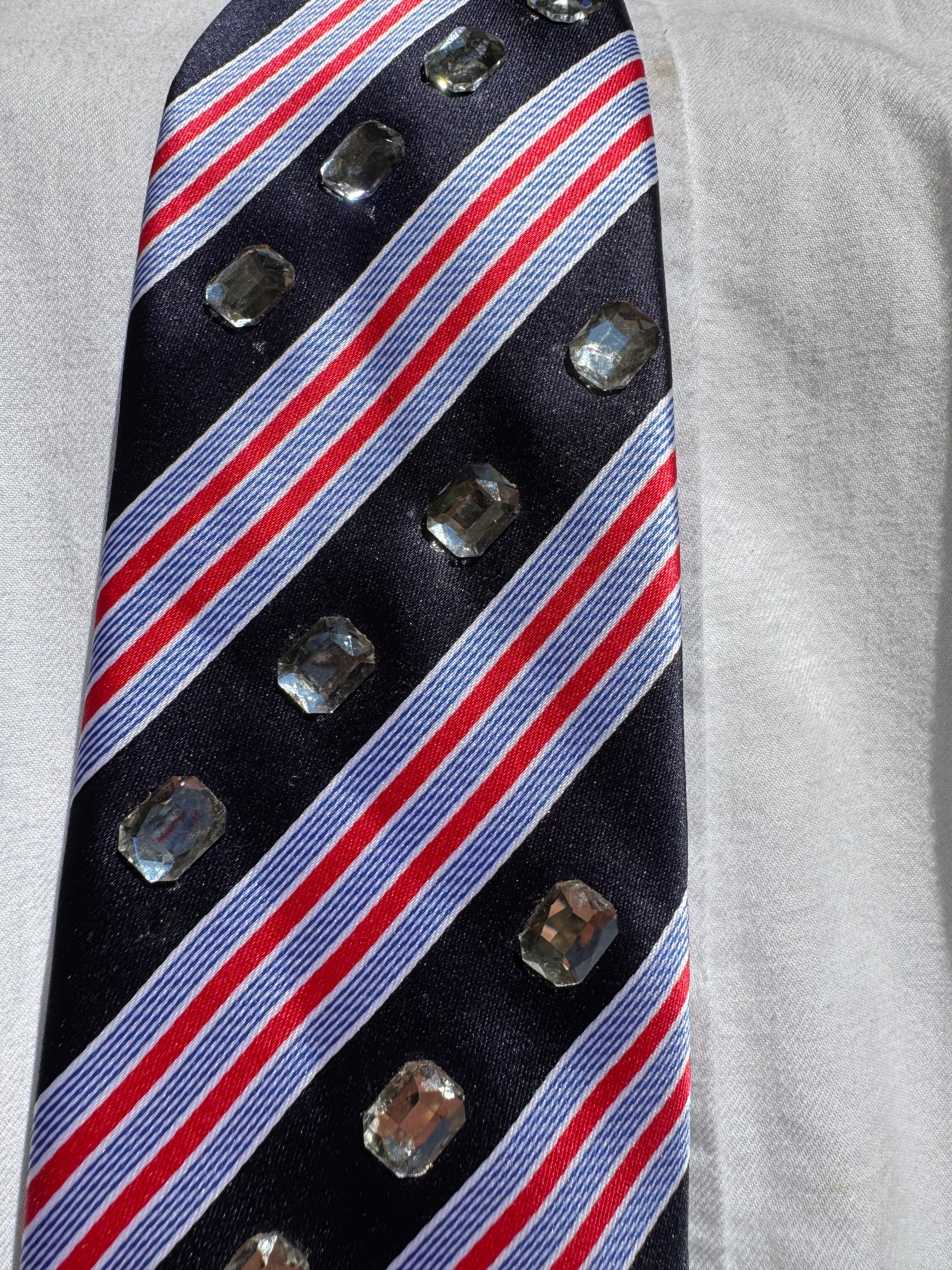 Navy Blue and Red Striped Pilot Royalty Tie
